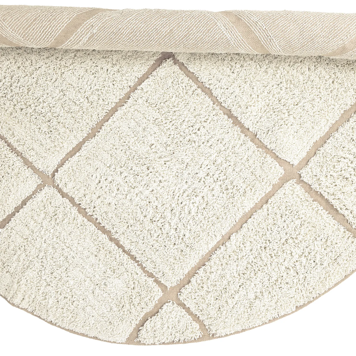 Tappeti rotondi - Bellevue Natural Cotton Shaggy (bianco sporco/beige)