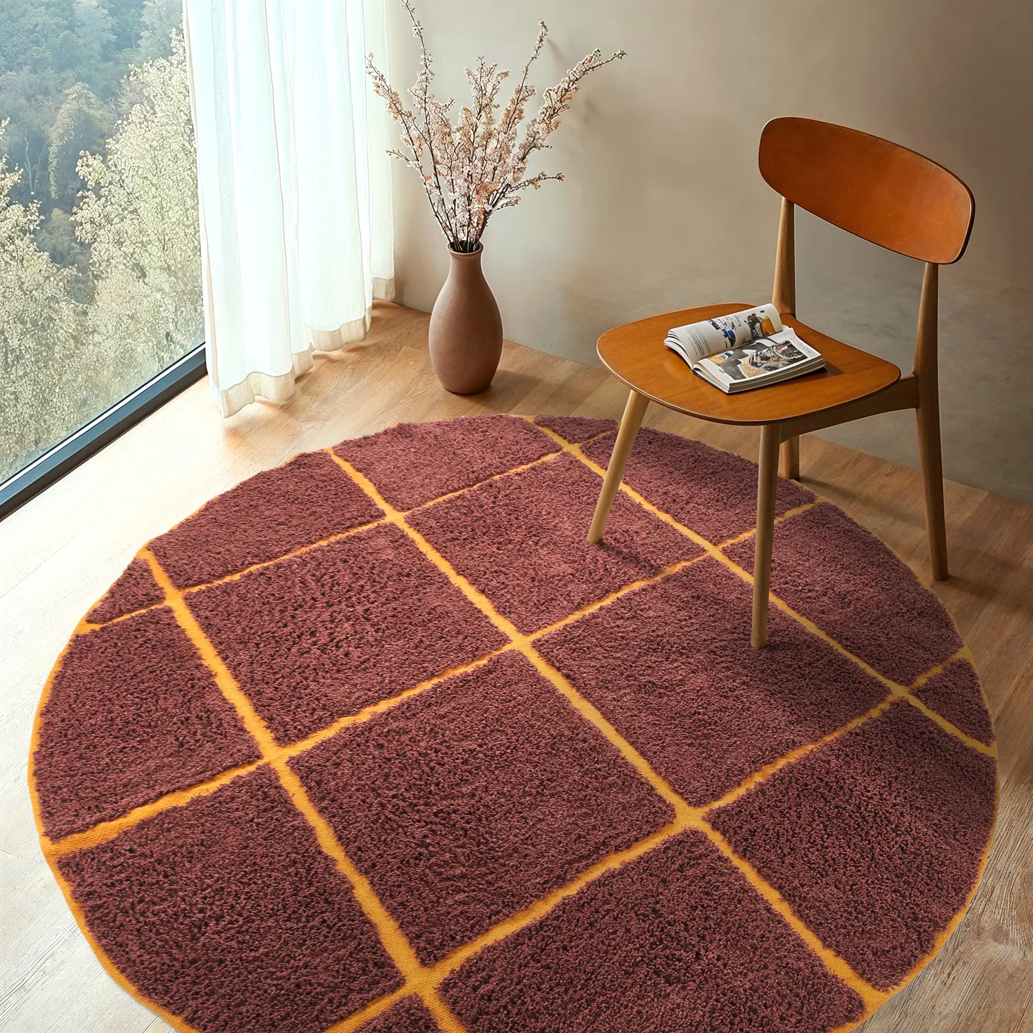Tappeti rotondi - Bellevue Natural Cotton Shaggy (rosso/arancione)