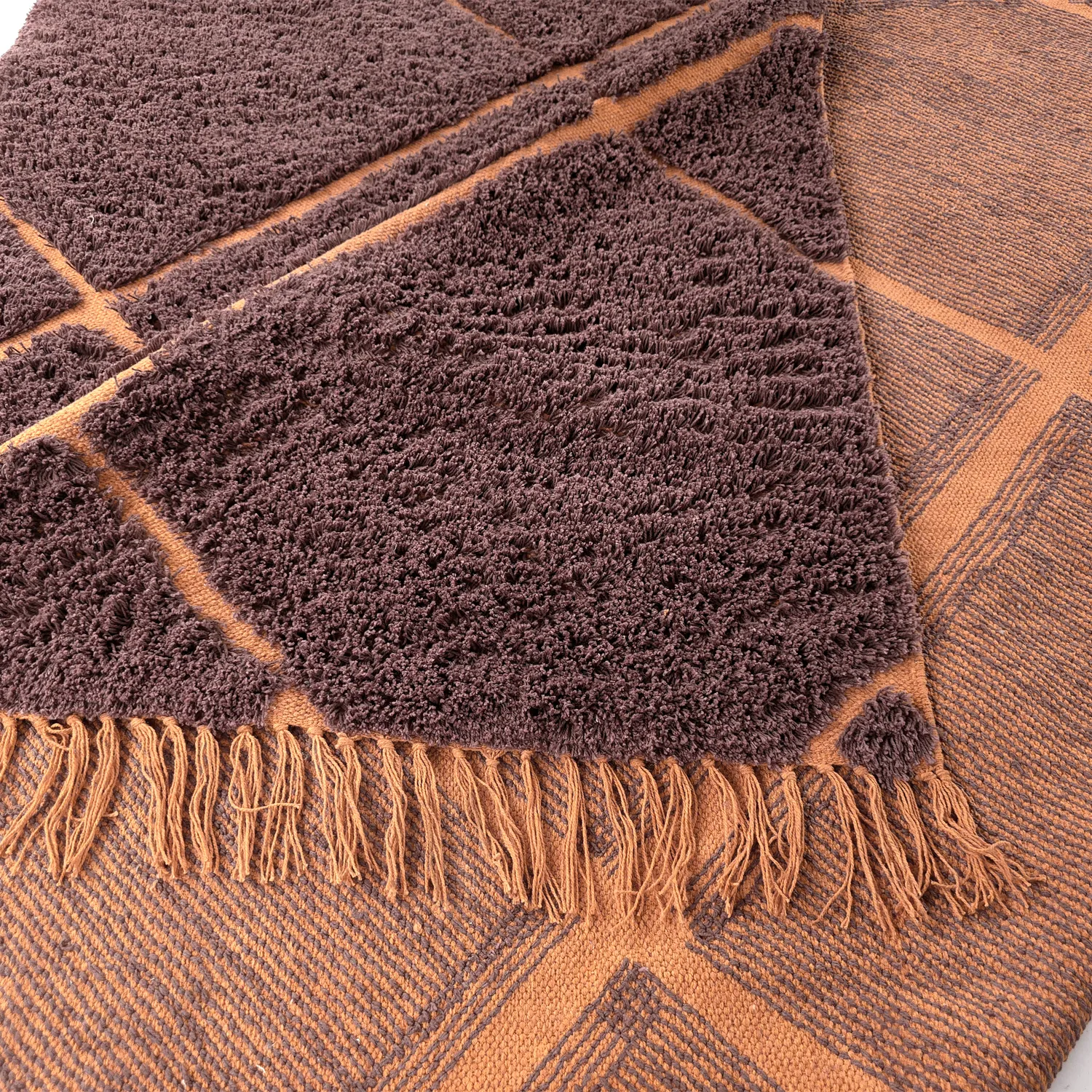 Tappeto A Pelo Lungo - Bellevue Natural Cotton Shaggy (rosso/arancione)