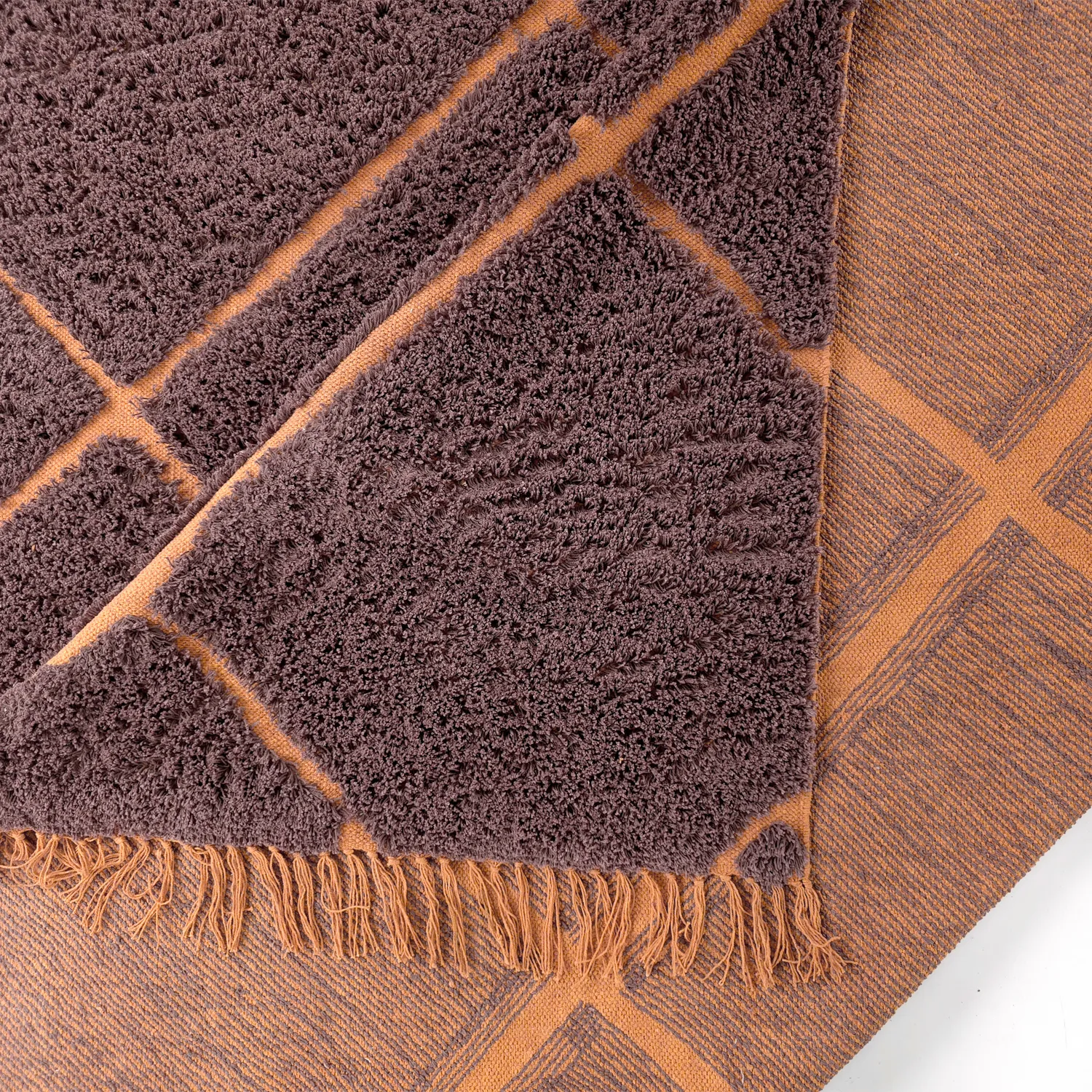 Tappeto A Pelo Lungo - Bellevue Natural Cotton Shaggy (rosso/arancione)