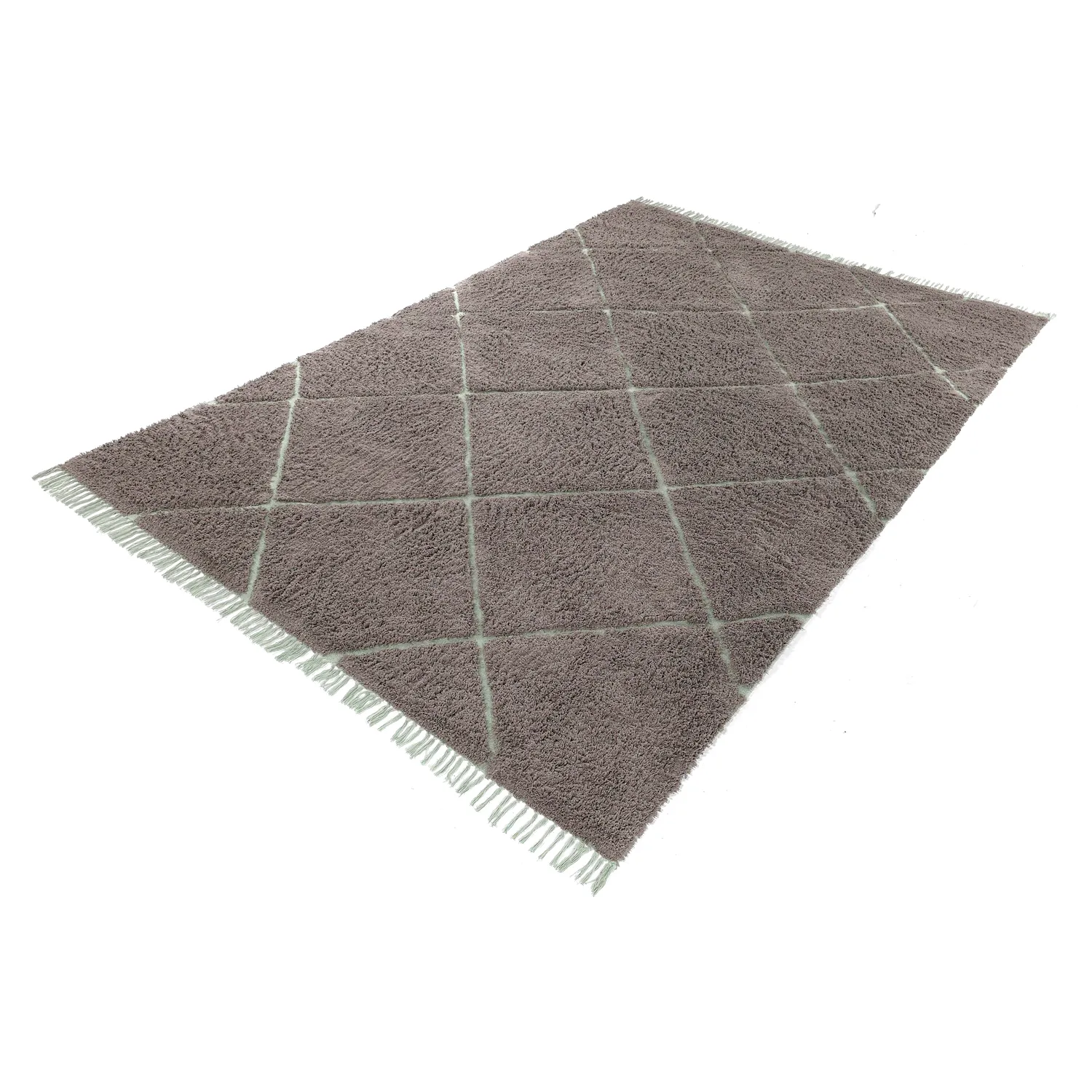 Tappeto A Pelo Lungo - Bellevue Natural Cotton Shaggy (tortora/verde)