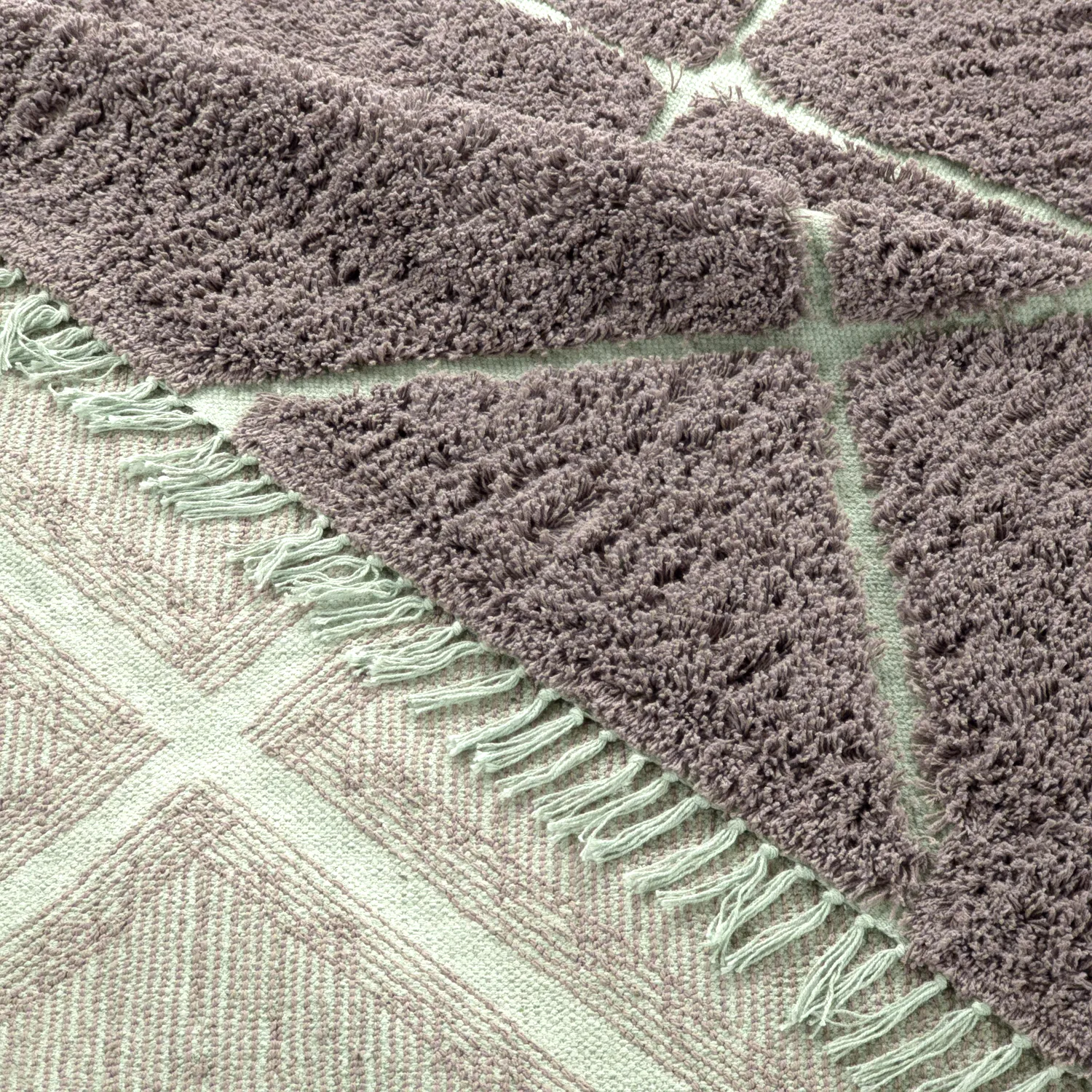 Tappeto A Pelo Lungo - Bellevue Natural Cotton Shaggy (tortora/verde)