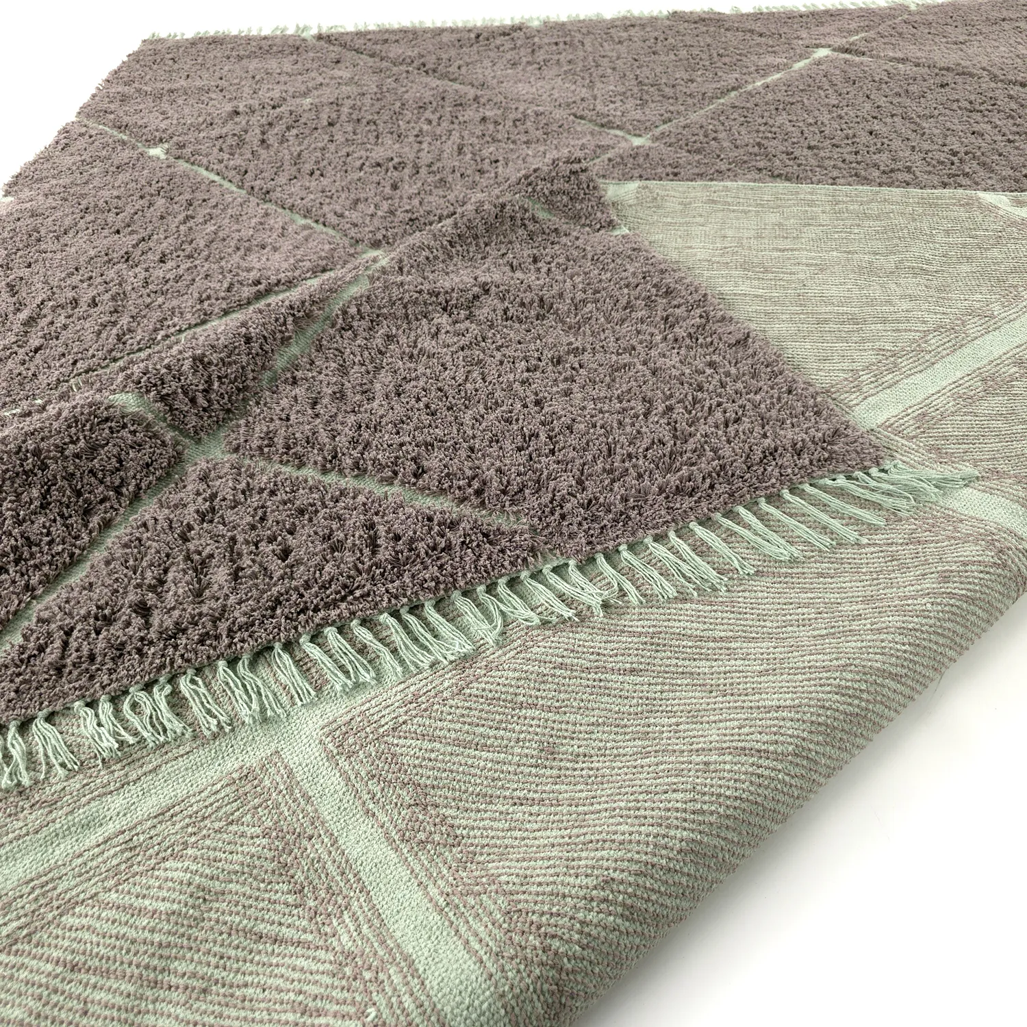 Tappeto A Pelo Lungo - Bellevue Natural Cotton Shaggy (tortora/verde)