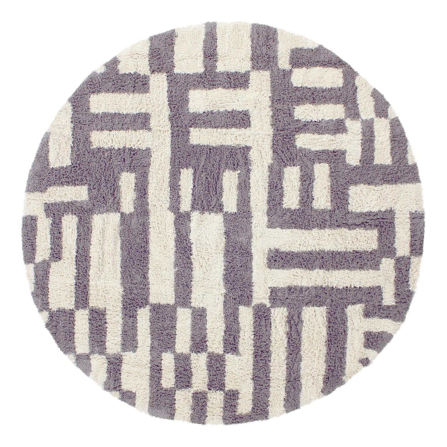 Tappeti rotondi - Bergamo Natural Cotton Shaggy (grigio/bianco)