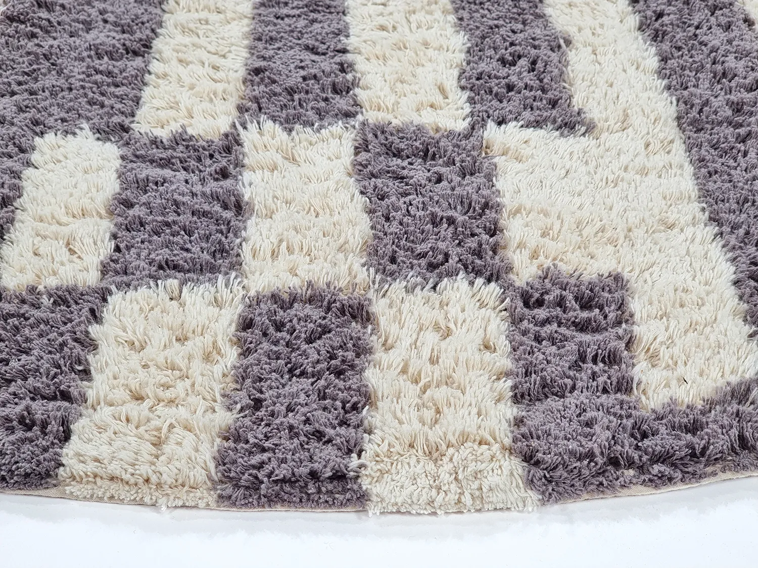 Tappeti rotondi - Bergamo Natural Cotton Shaggy (grigio/bianco)
