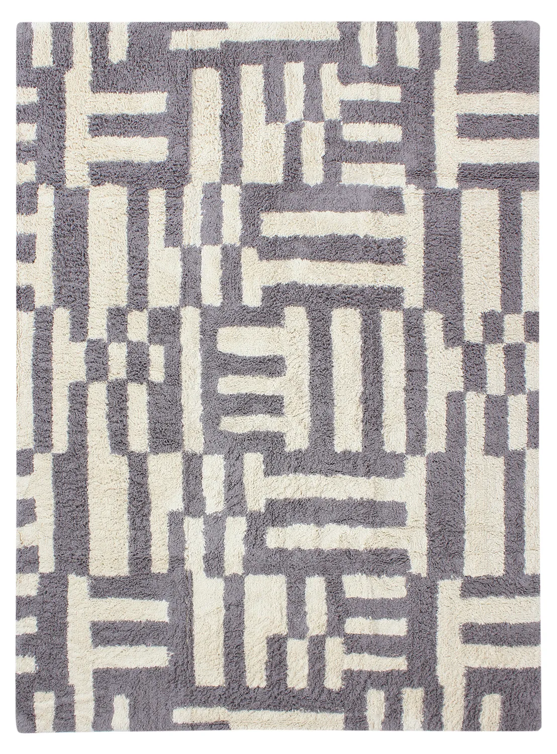 Tappeto A Pelo Lungo - Bergamo Natural Cotton Shaggy (grigio/bianco)