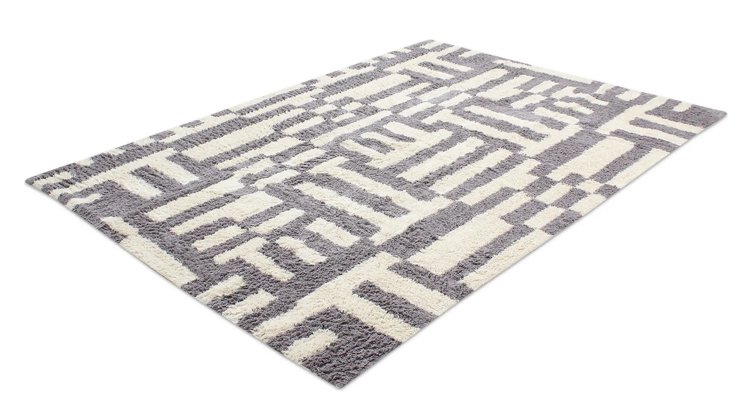 Tappeto A Pelo Lungo - Bergamo Natural Cotton Shaggy (grigio/bianco)