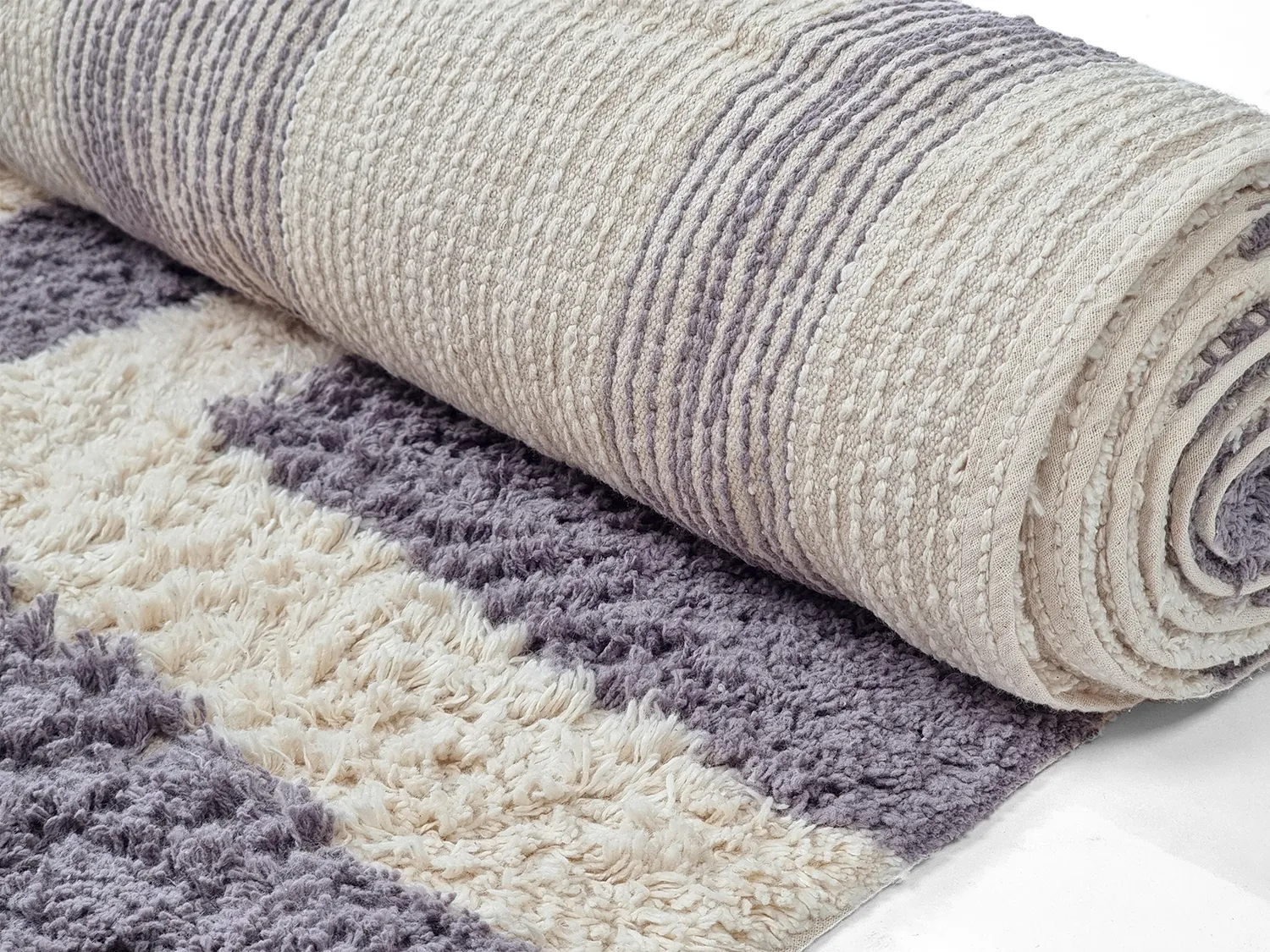 Tappeto A Pelo Lungo - Bergamo Natural Cotton Shaggy (grigio/bianco)