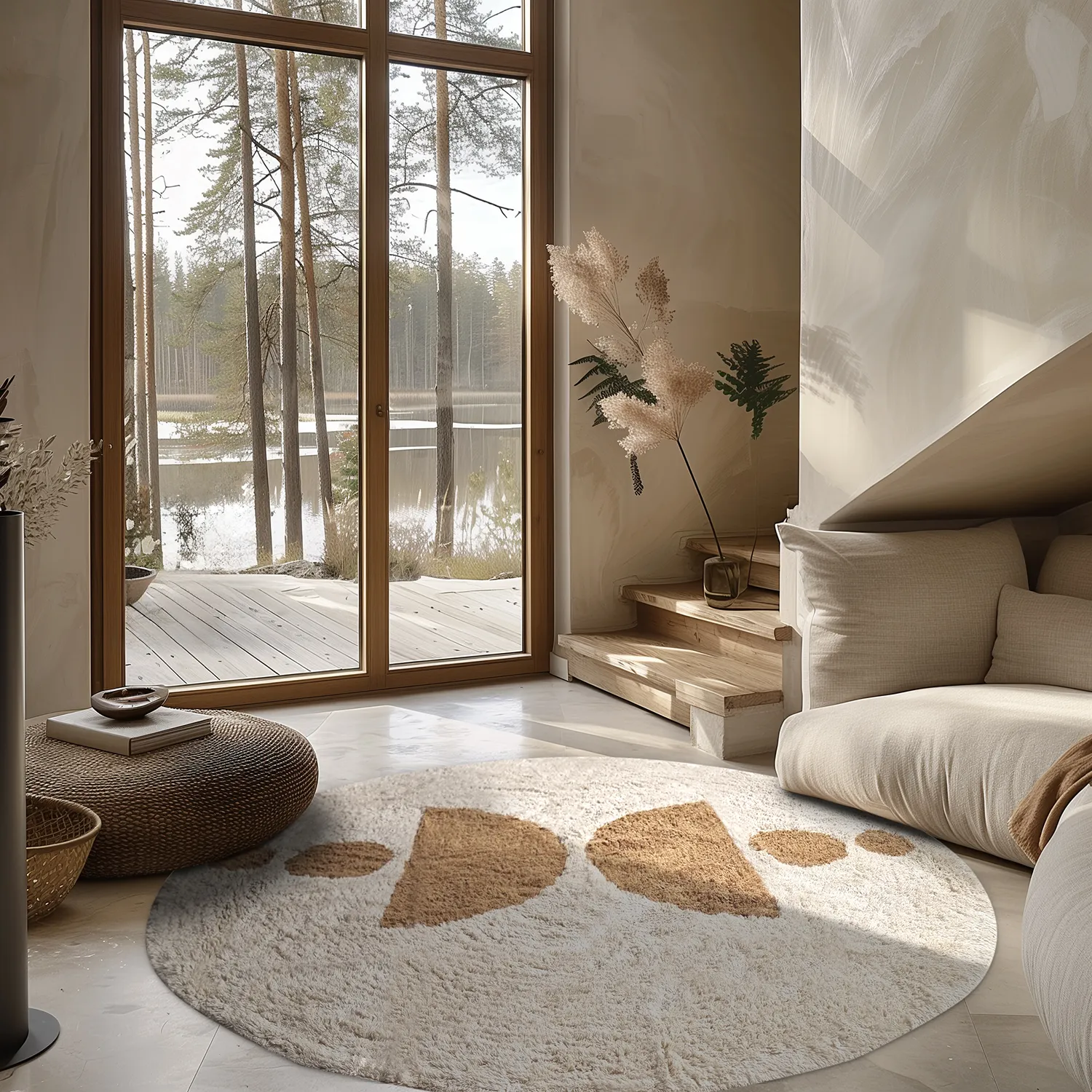 Tappeti rotondi - Cervia Natural Cotton Shaggy (beige)
