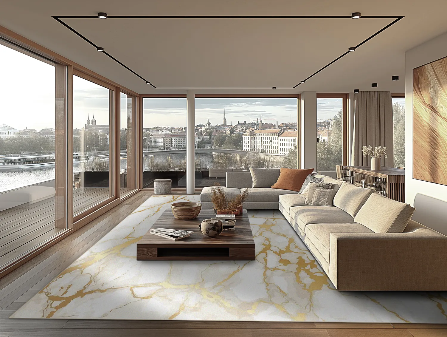 Tappeto Wilton - Cesina (stone/bianco/oro)