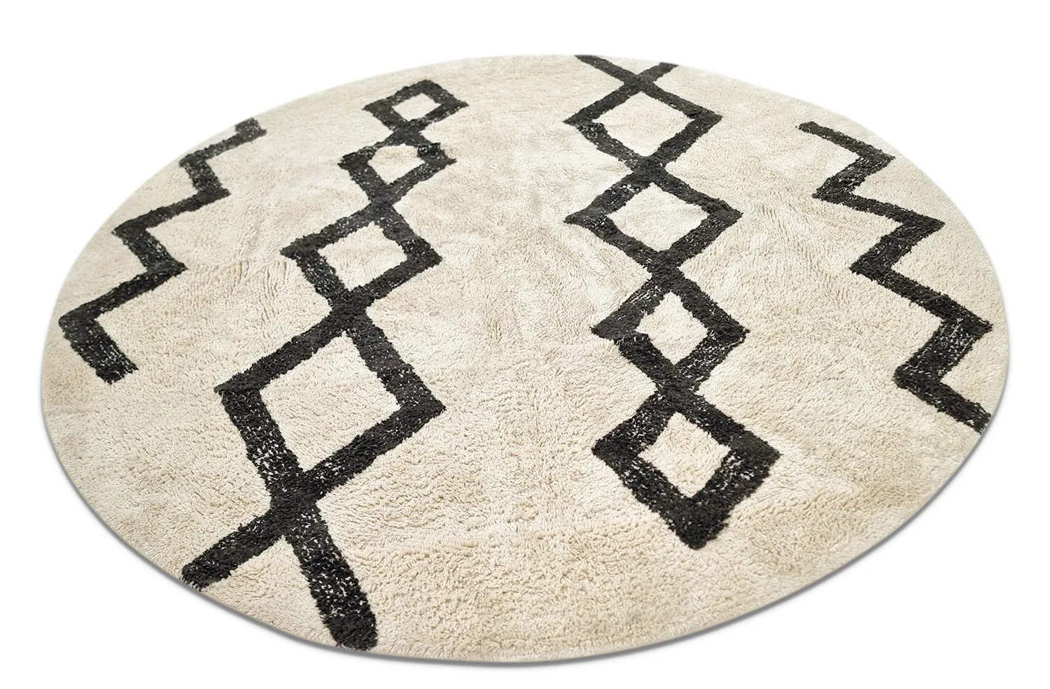 Tappeti rotondi - Chablis Natural Cotton Shaggy (offwhite/nero)