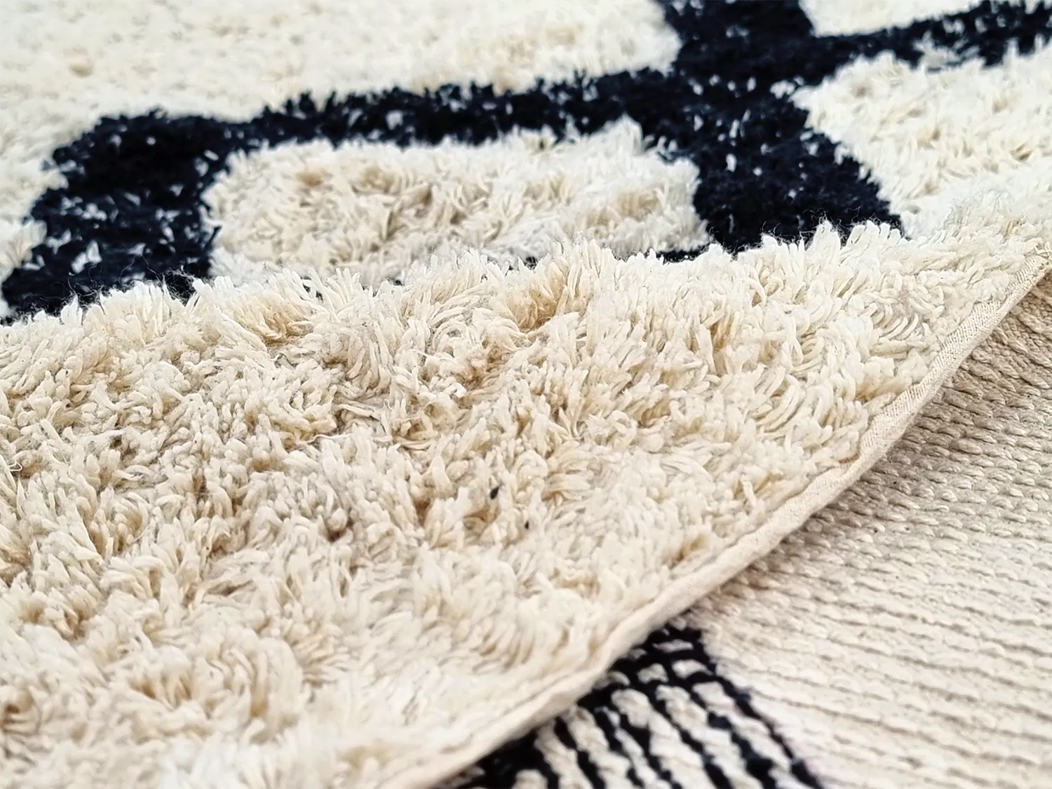 Tappeti rotondi - Chablis Natural Cotton Shaggy (offwhite/nero)