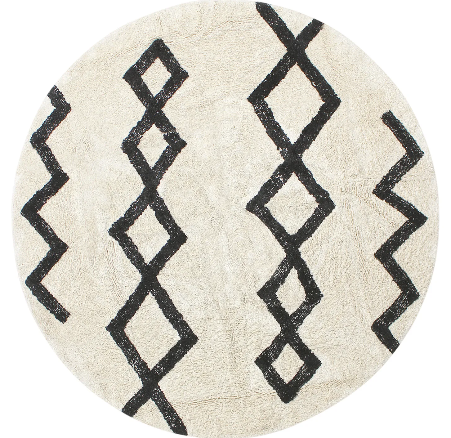 Tappeti rotondi - Chablis Natural Cotton Shaggy (offwhite/nero)