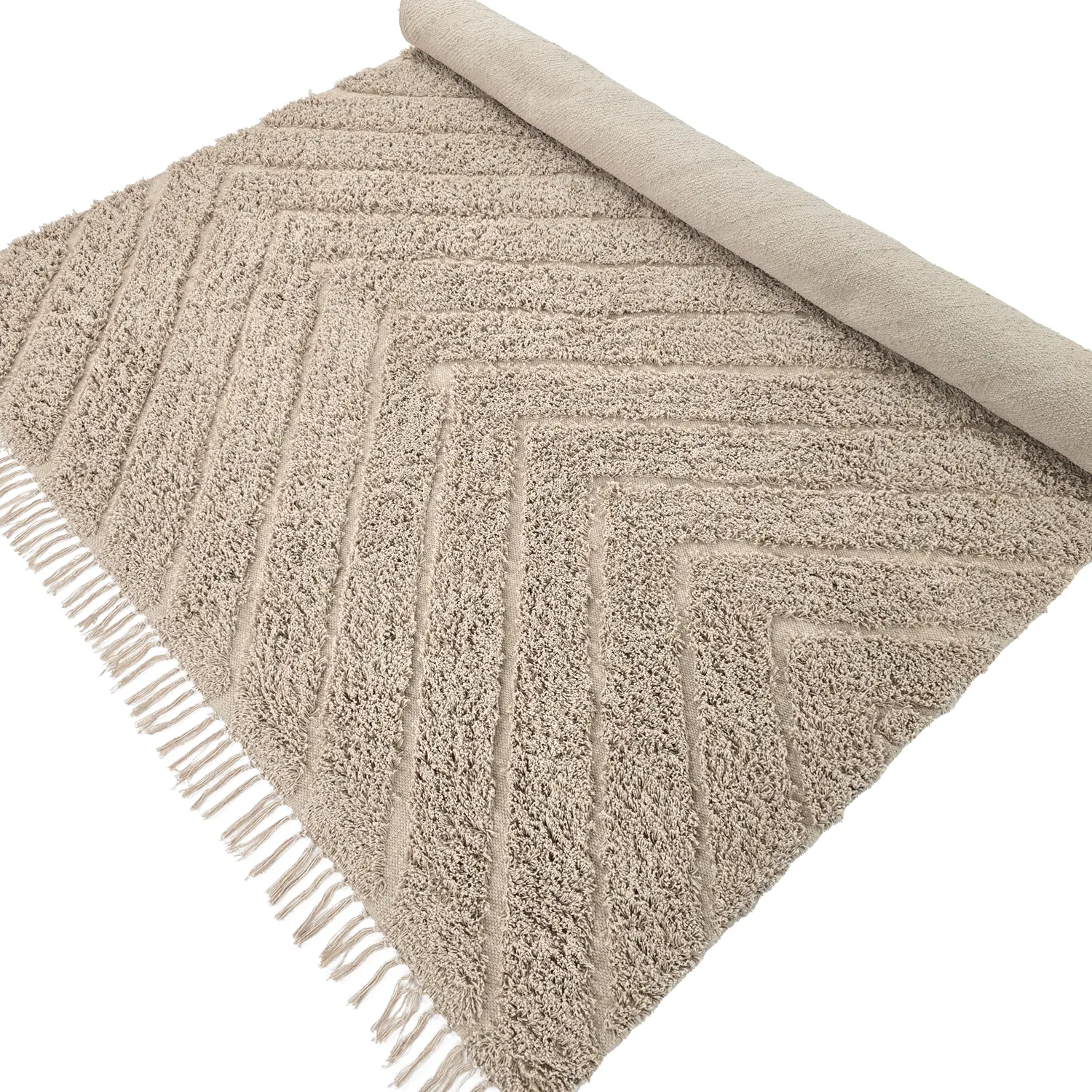Tappeto A Pelo Lungo - Conara Natural Cotton Shaggy (beige)