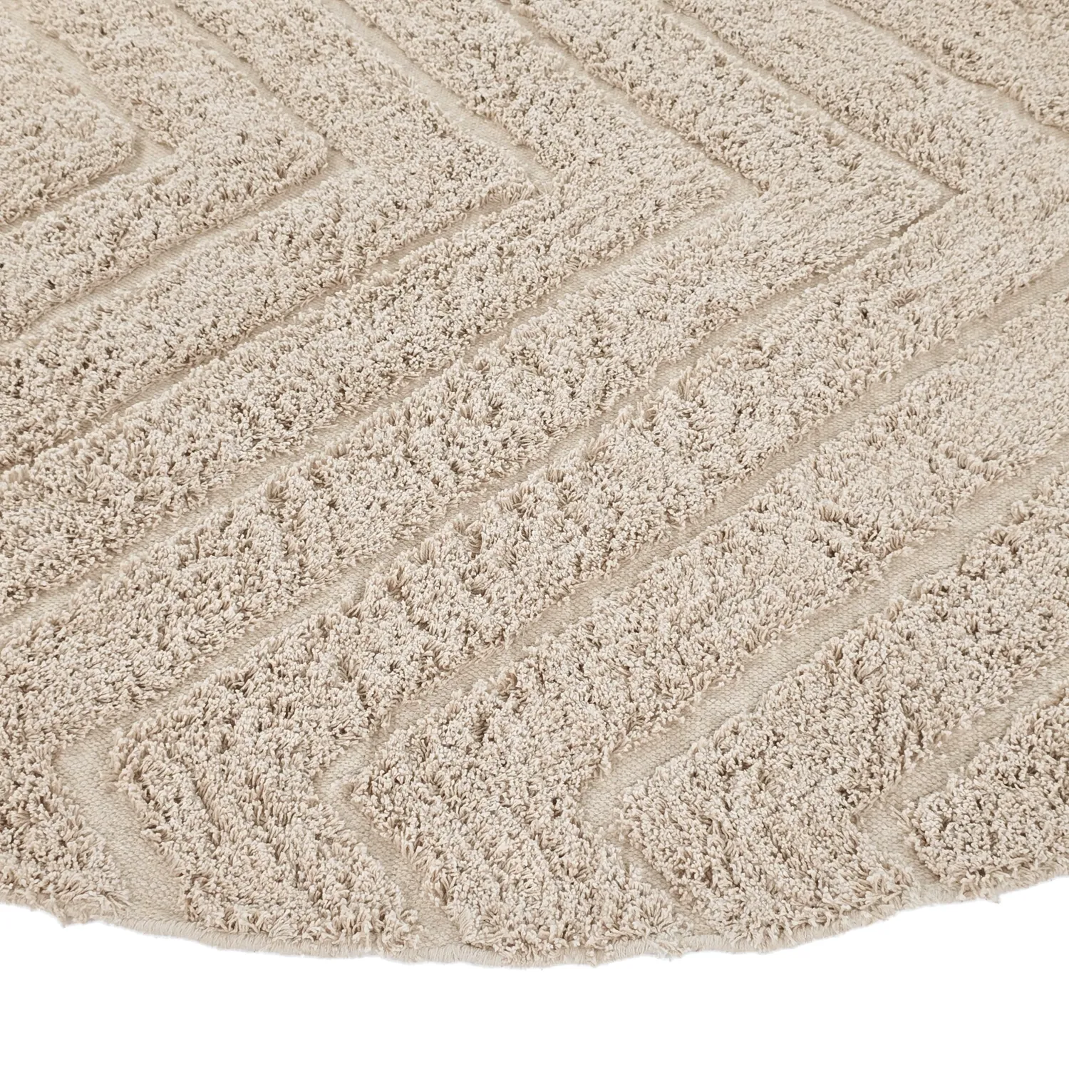 Tappeti rotondi - Conara Natural Cotton Shaggy (beige)