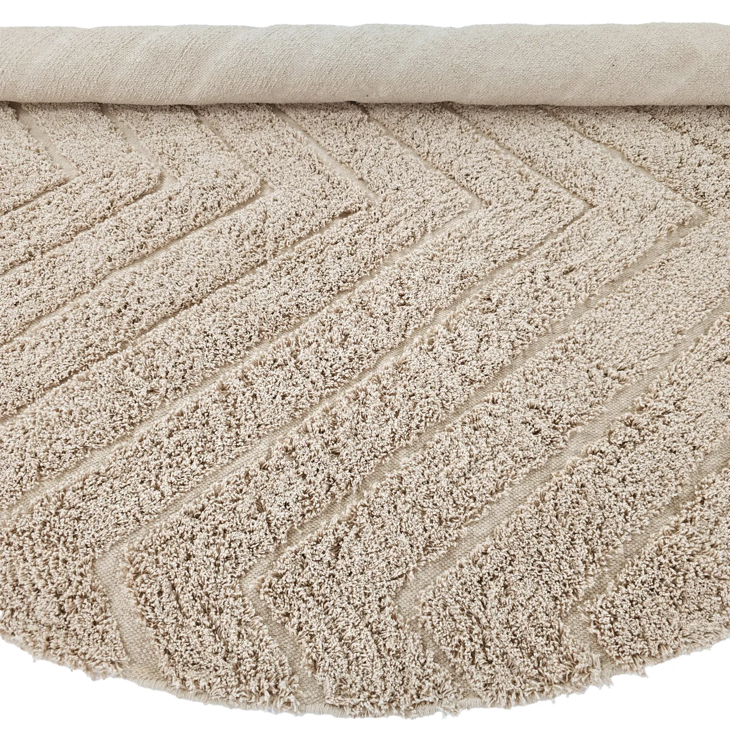 Tappeti rotondi - Conara Natural Cotton Shaggy (beige)