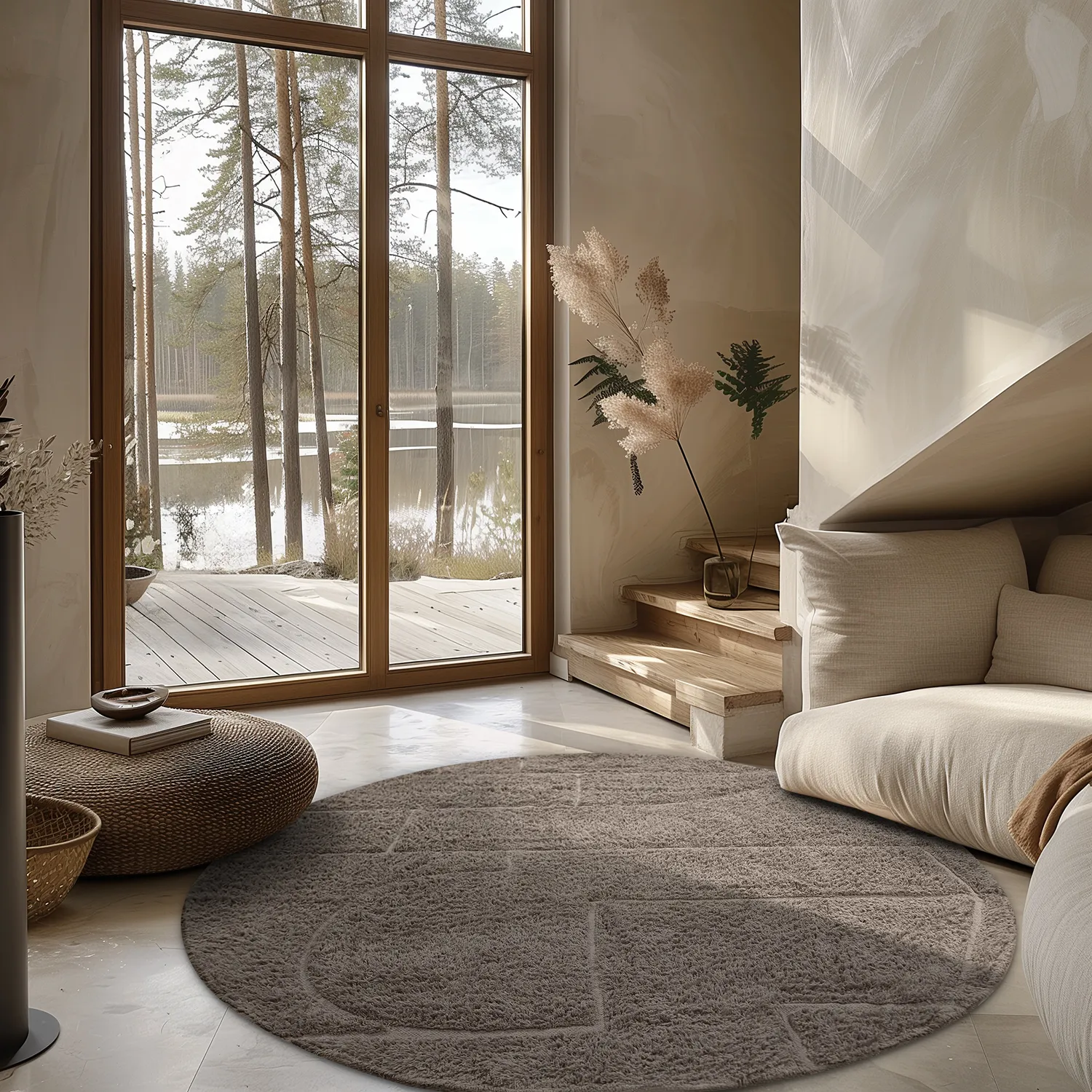 Tappeti rotondi - Cremona Natural Cotton Shaggy (tortora)