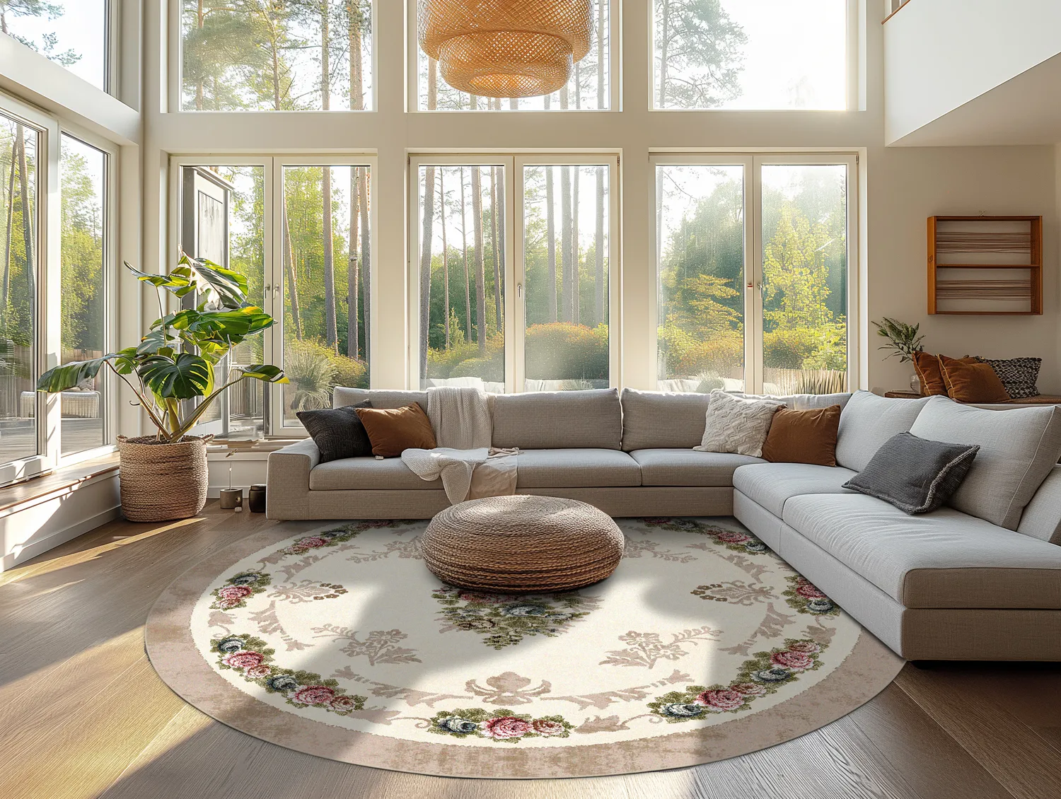 Tappeto rotondo - Delpha (beige/multi)