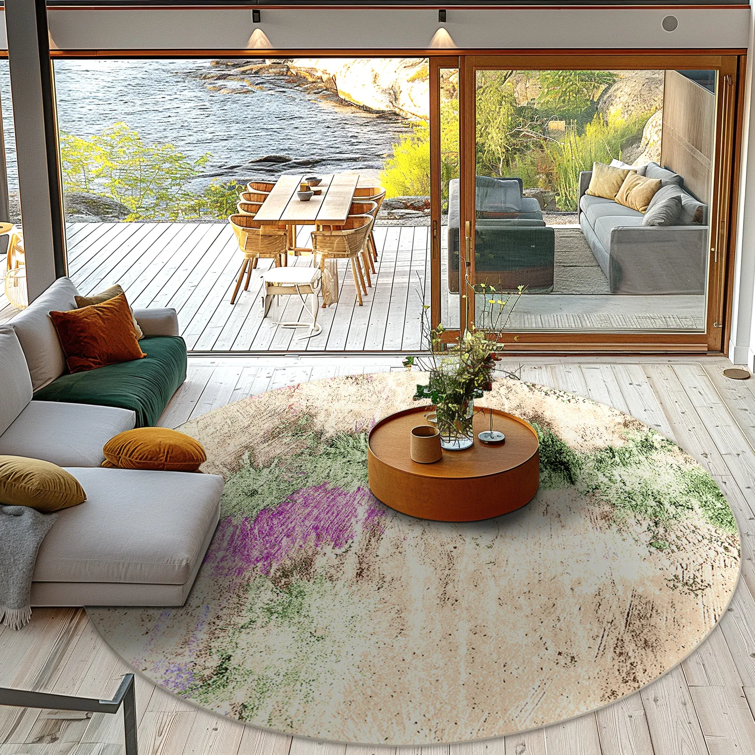 Tappeto rotondo - Dimos (beige/multi)