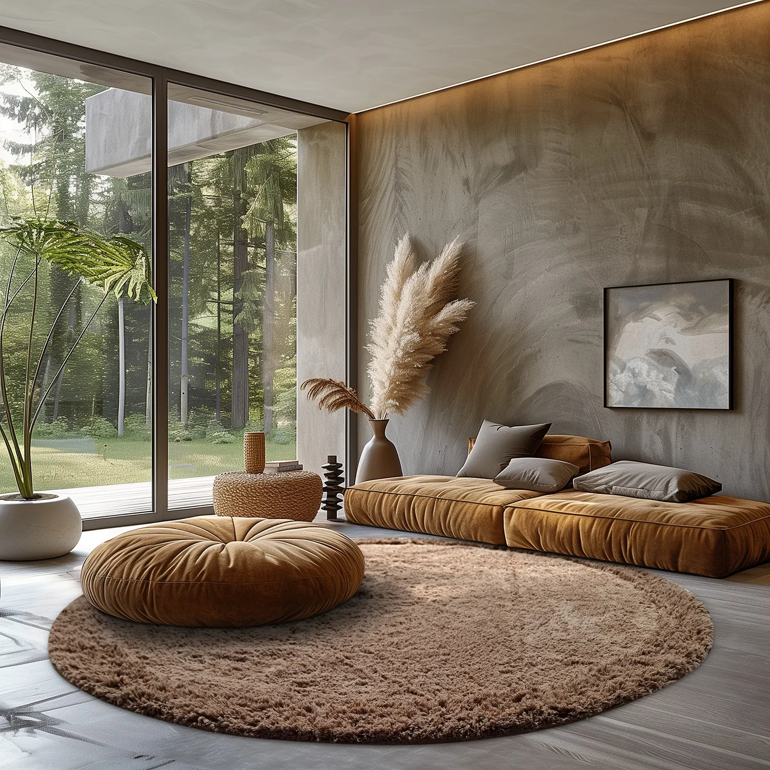 Tappeti rotondi - Ebba Natural Cotton Shaggy (marrone)
