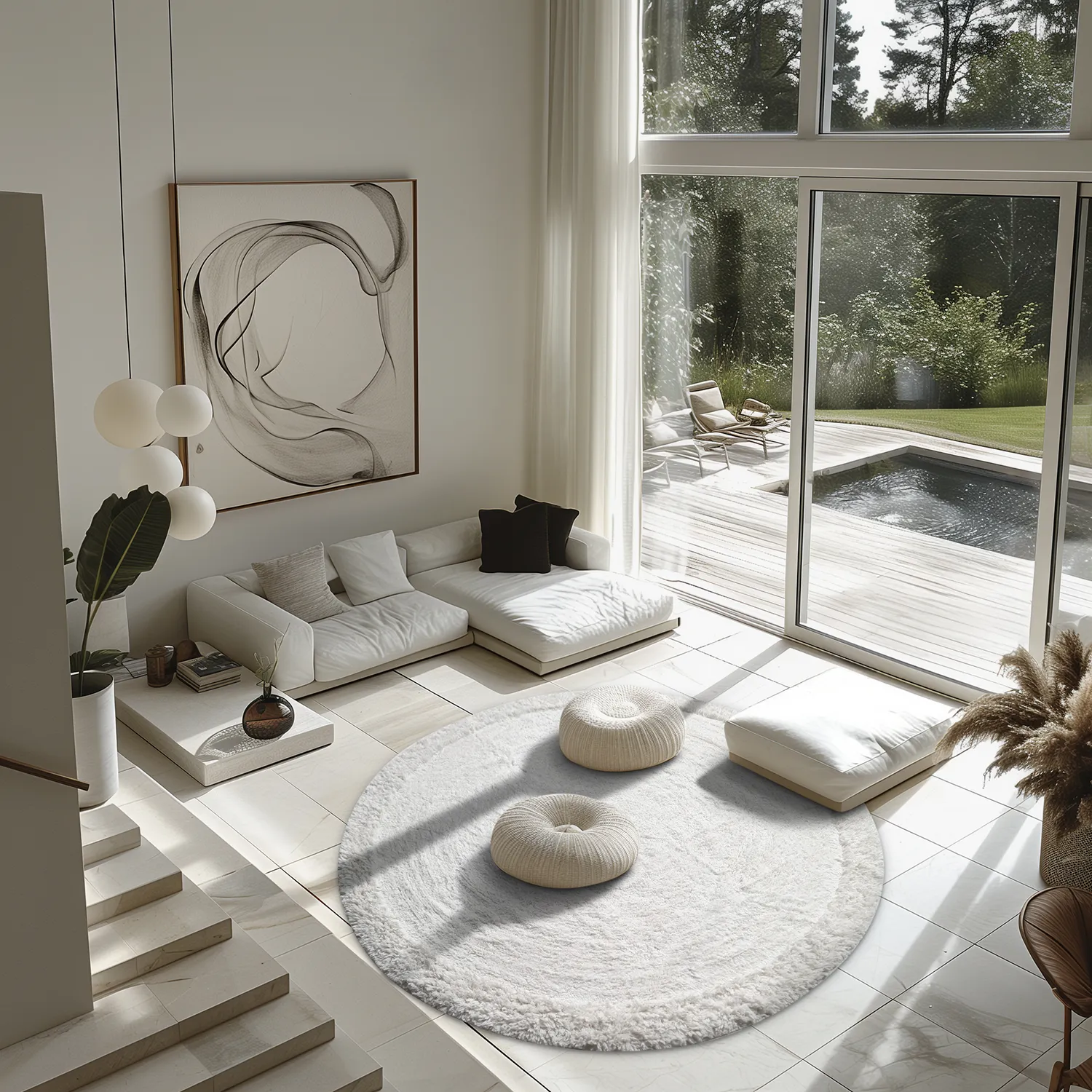 Tappeti rotondi - Ebba Natural Cotton Shaggy (offwhite)