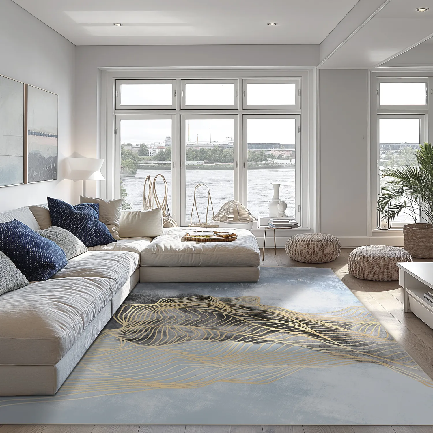Tappeto Wilton - Ekual (blu/grigio/oro)