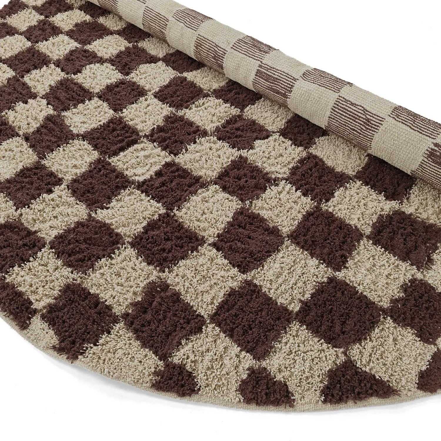 Tappeti rotondi - Elsey Natural Cotton Shaggy (beige/marrone)