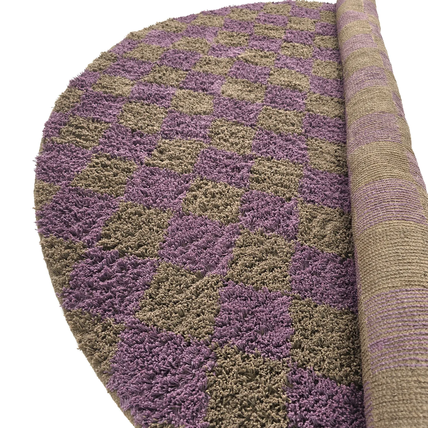 Tappeti rotondi - Elsey Natural Cotton Shaggy (marrone/viola)