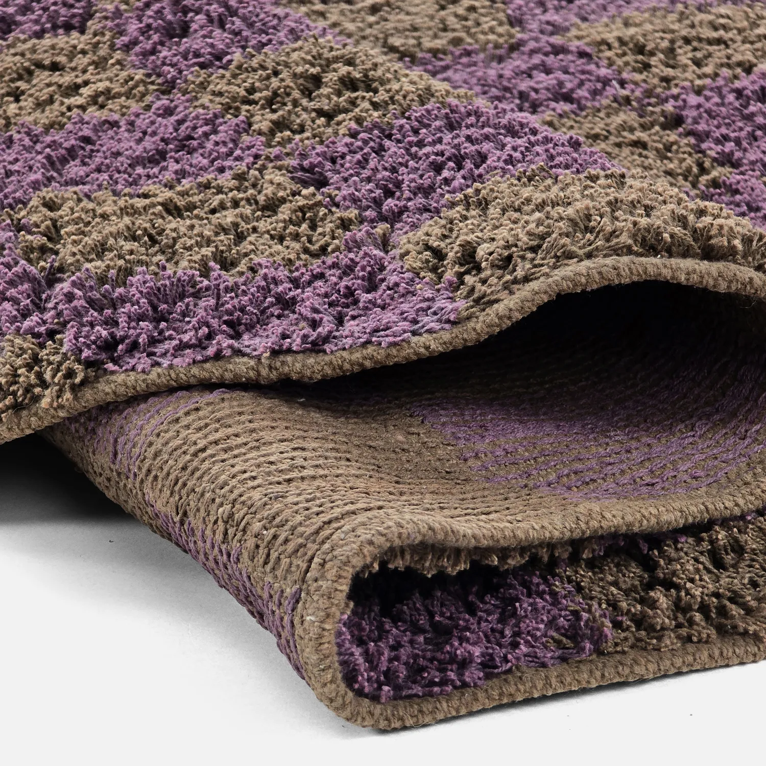 Tappeti rotondi - Elsey Natural Cotton Shaggy (marrone/viola)