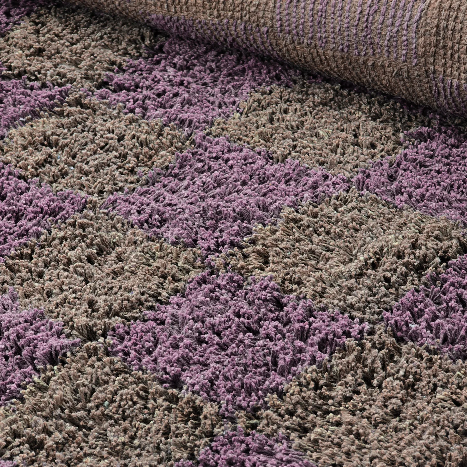 Tappeti rotondi - Elsey Natural Cotton Shaggy (marrone/viola)