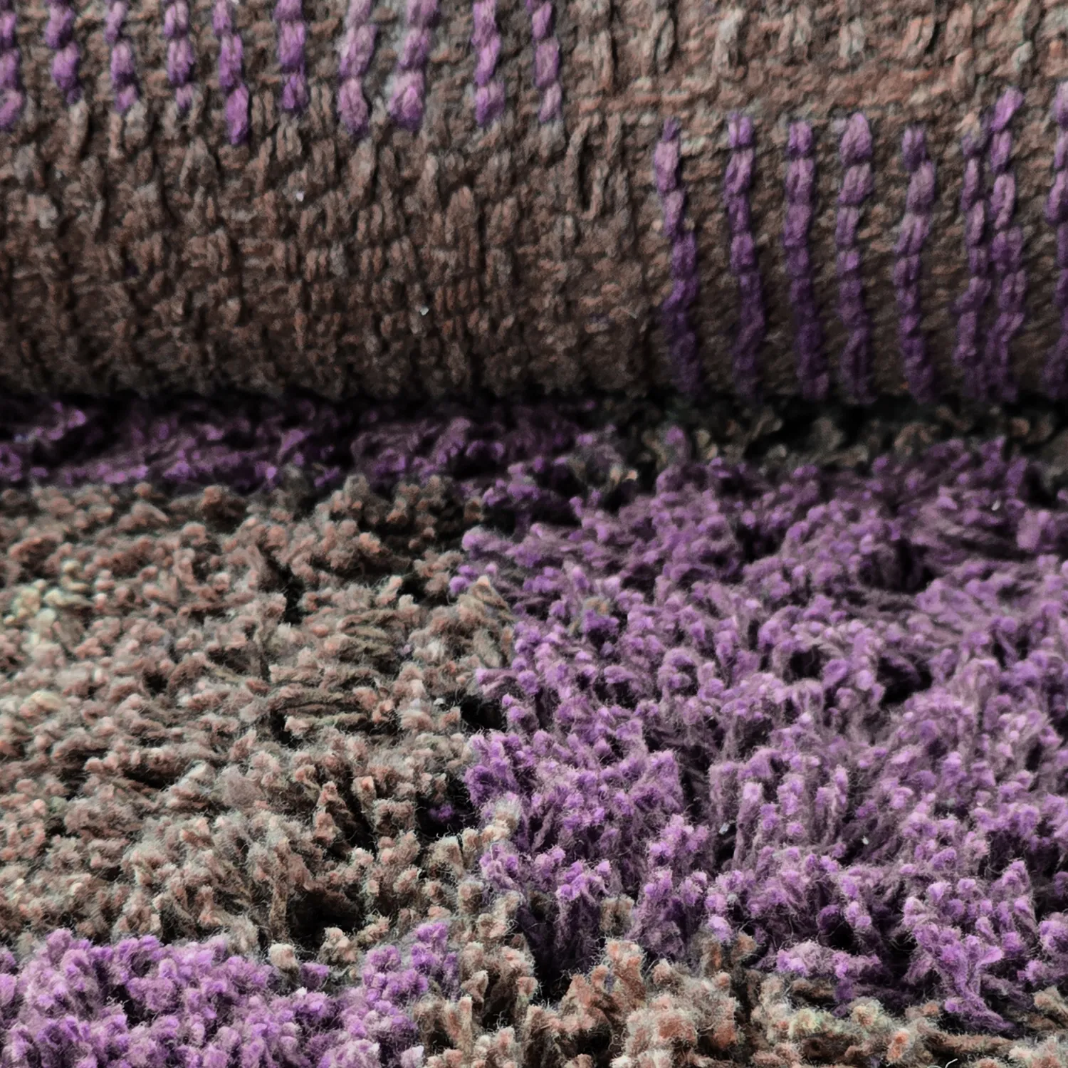 Tappeti rotondi - Elsey Natural Cotton Shaggy (marrone/viola)