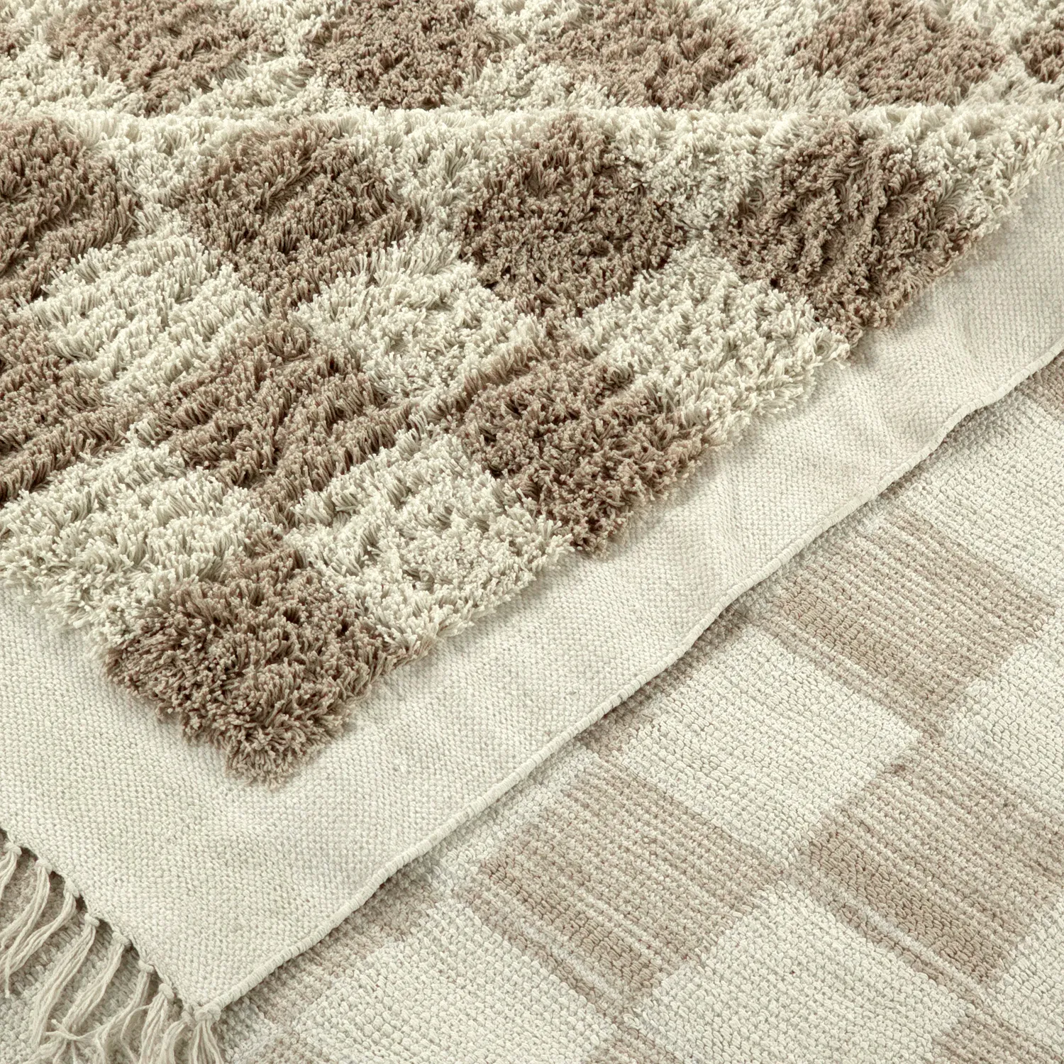 Tappeto A Pelo Lungo - Elsey Natural Cotton Shaggy (crema/sabbia)