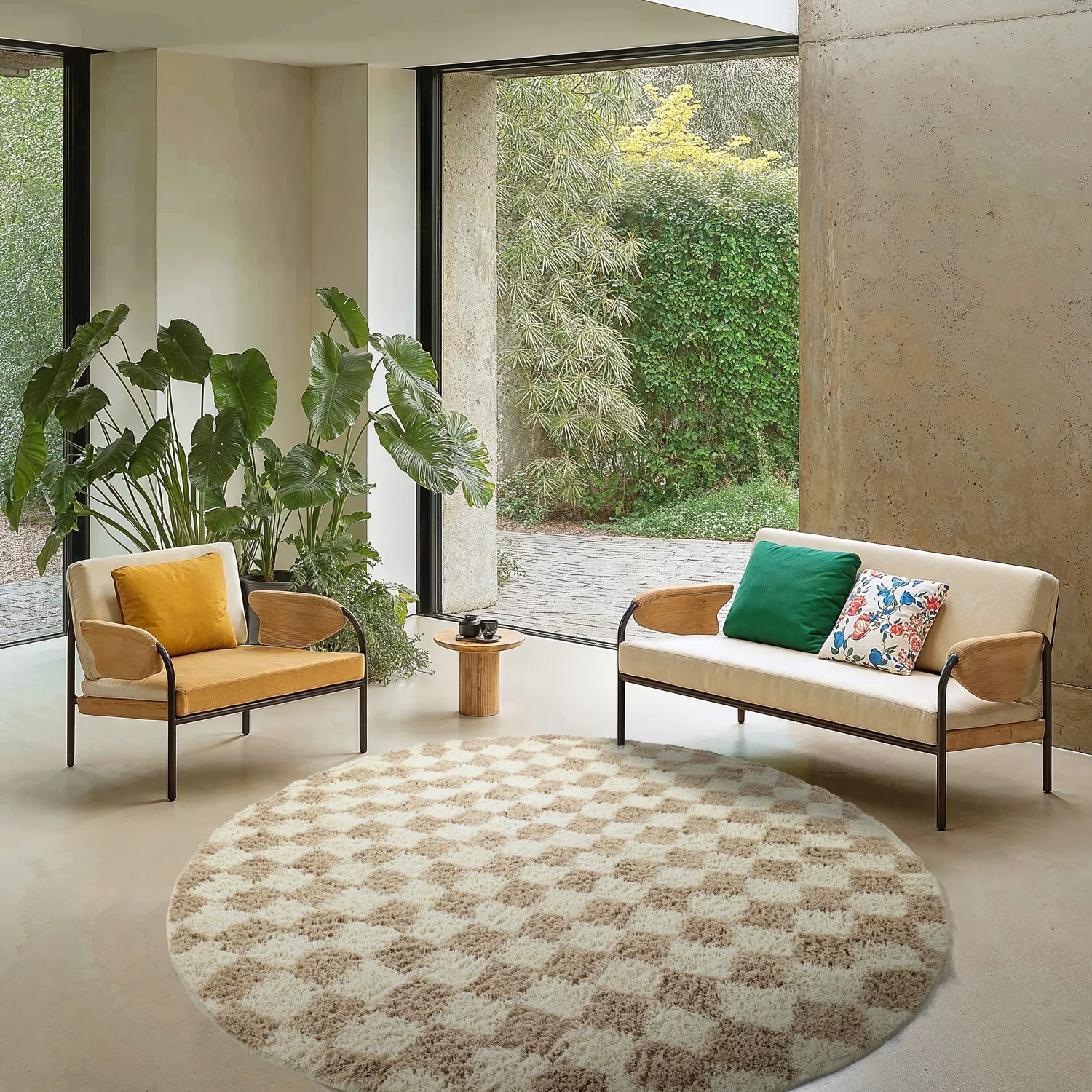 Tappeti rotondi - Elsey Natural Cotton Shaggy (crema/sabbia)
