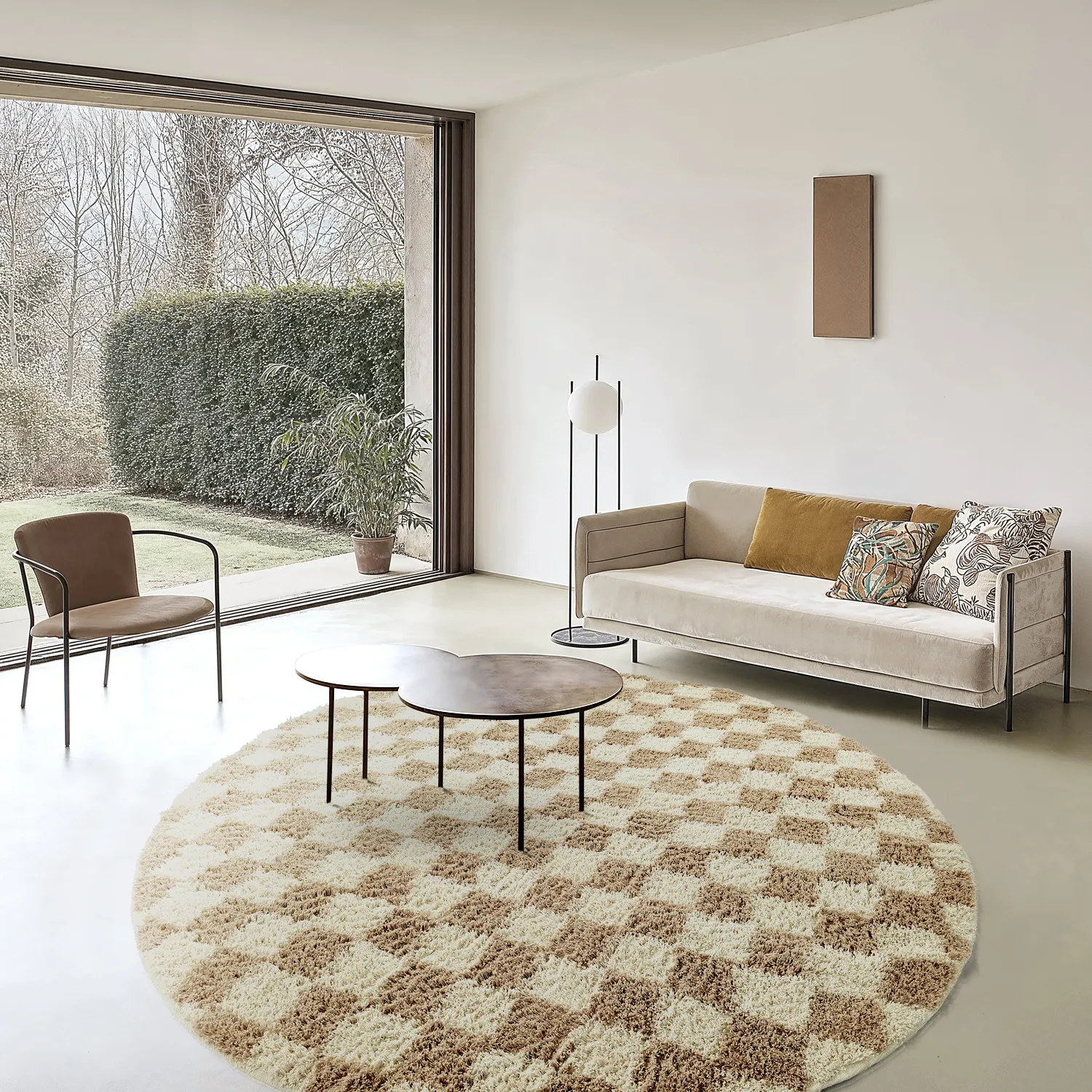 Tappeti rotondi - Elsey Natural Cotton Shaggy (crema/sabbia)