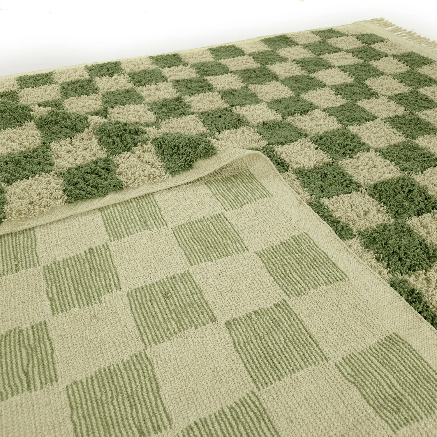 Tappeto A Pelo Lungo - Elsey Natural Cotton Shaggy (verde/beige)
