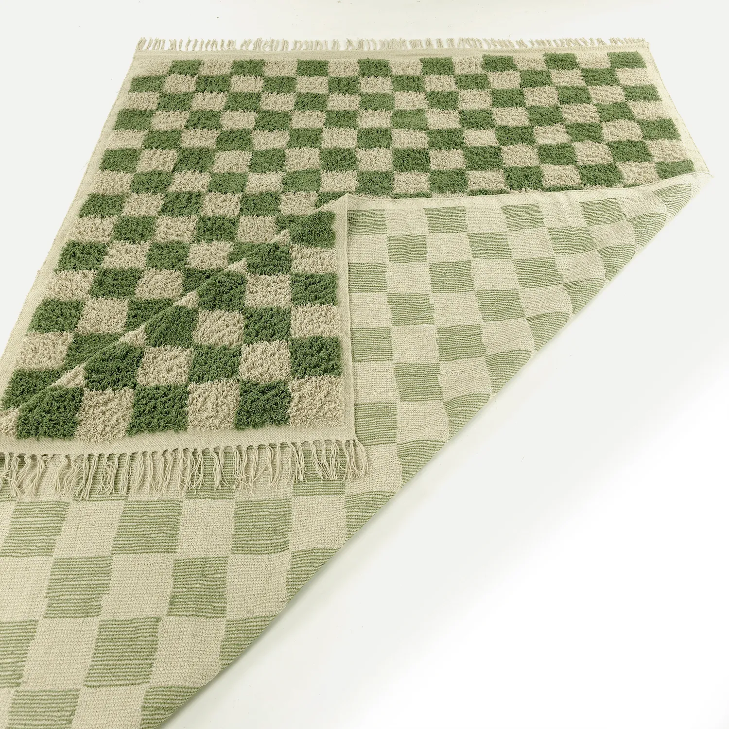 Tappeto A Pelo Lungo - Elsey Natural Cotton Shaggy (verde/beige)