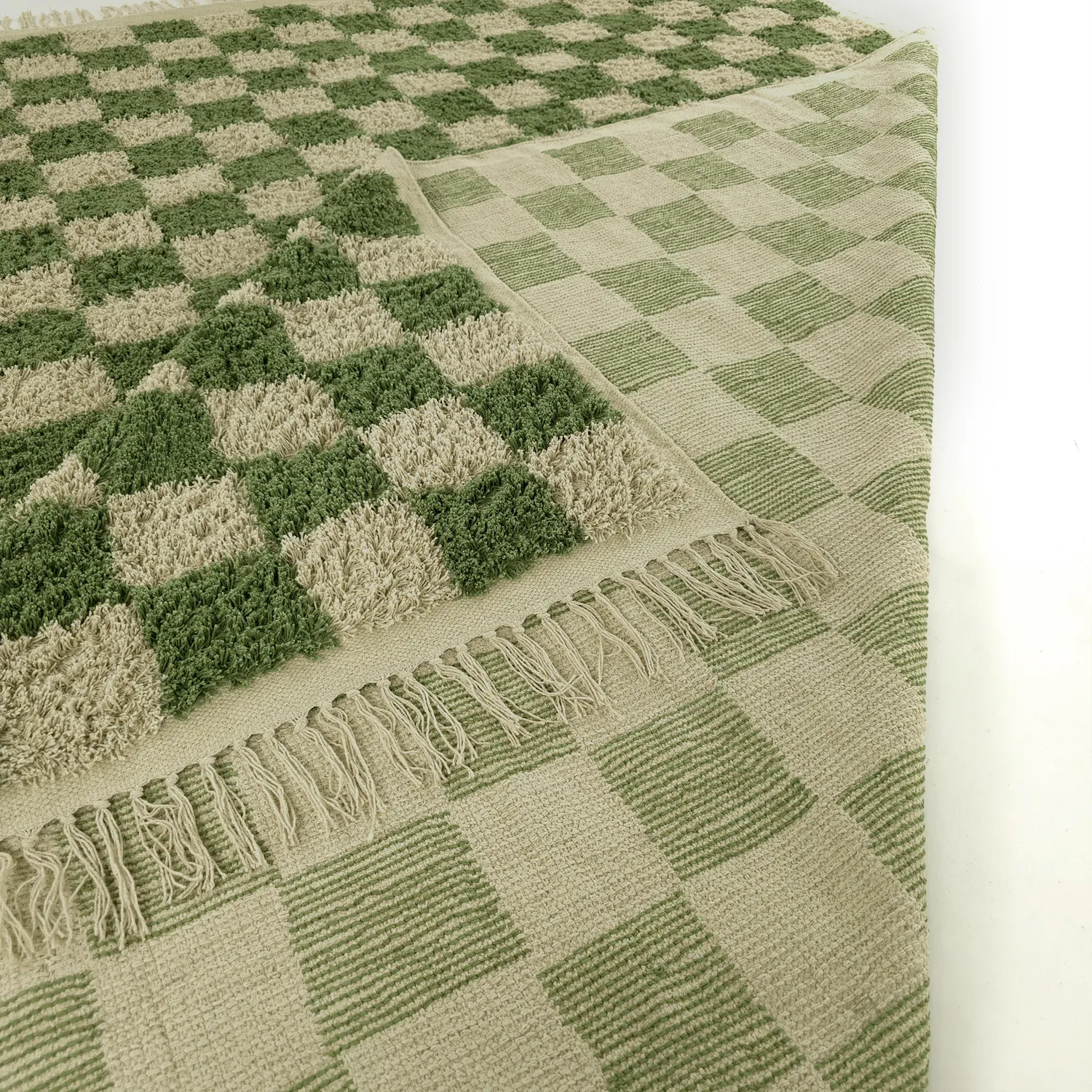 Tappeto A Pelo Lungo - Elsey Natural Cotton Shaggy (verde/beige)