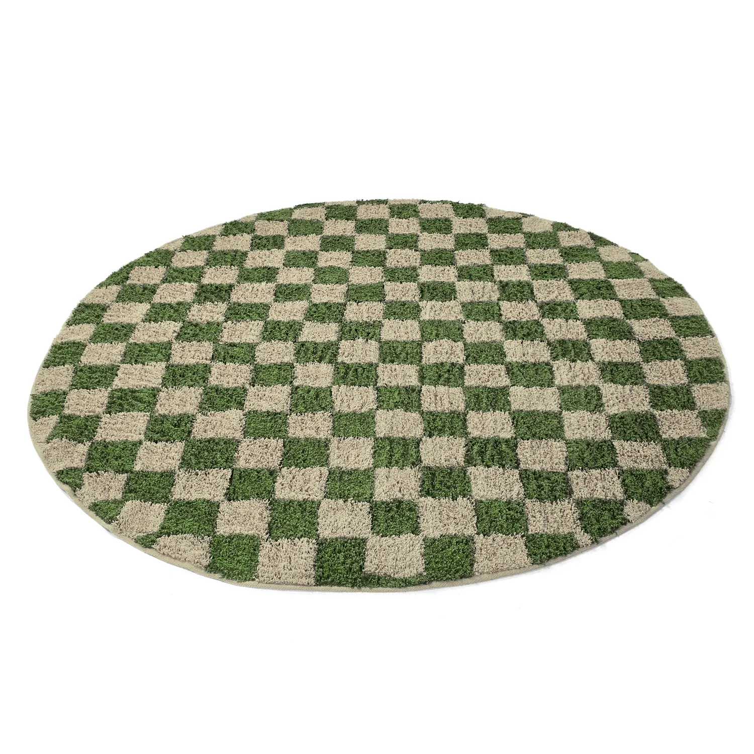 Tappeti rotondi - Elsey Natural Cotton Shaggy (verde/beige)