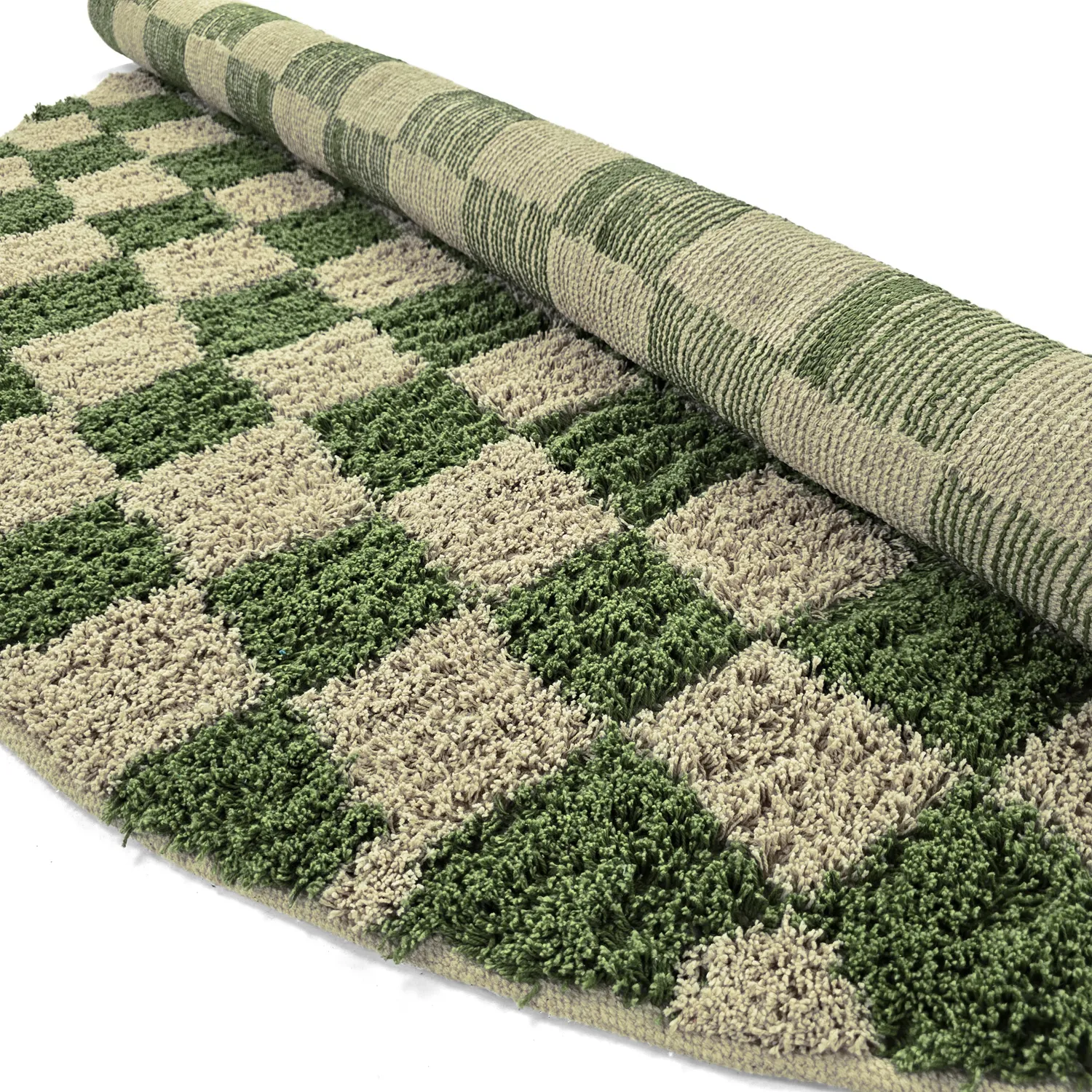 Tappeti rotondi - Elsey Natural Cotton Shaggy (verde/beige)