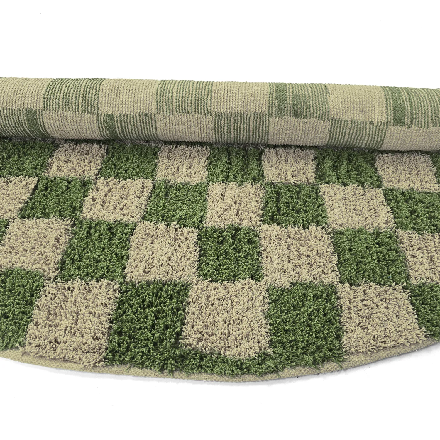 Tappeti rotondi - Elsey Natural Cotton Shaggy (verde/beige)