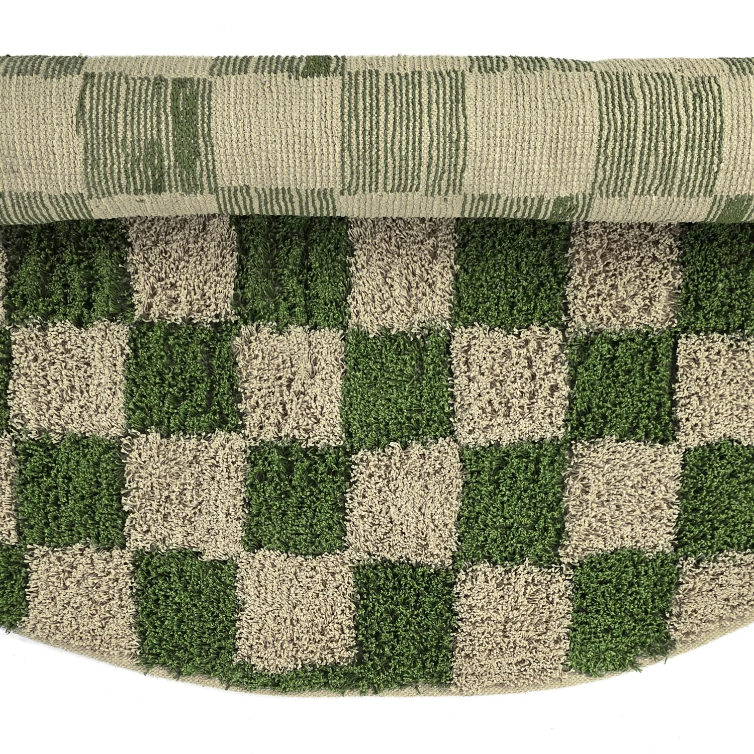 Tappeti rotondi - Elsey Natural Cotton Shaggy (verde/beige)