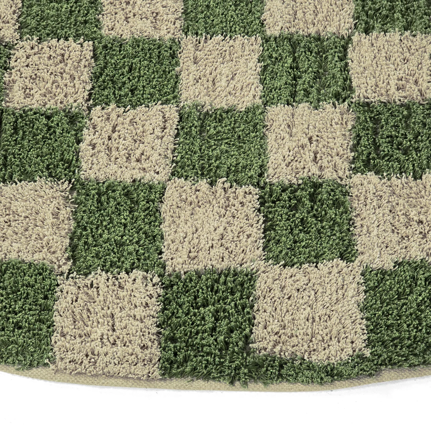 Tappeti rotondi - Elsey Natural Cotton Shaggy (verde/beige)