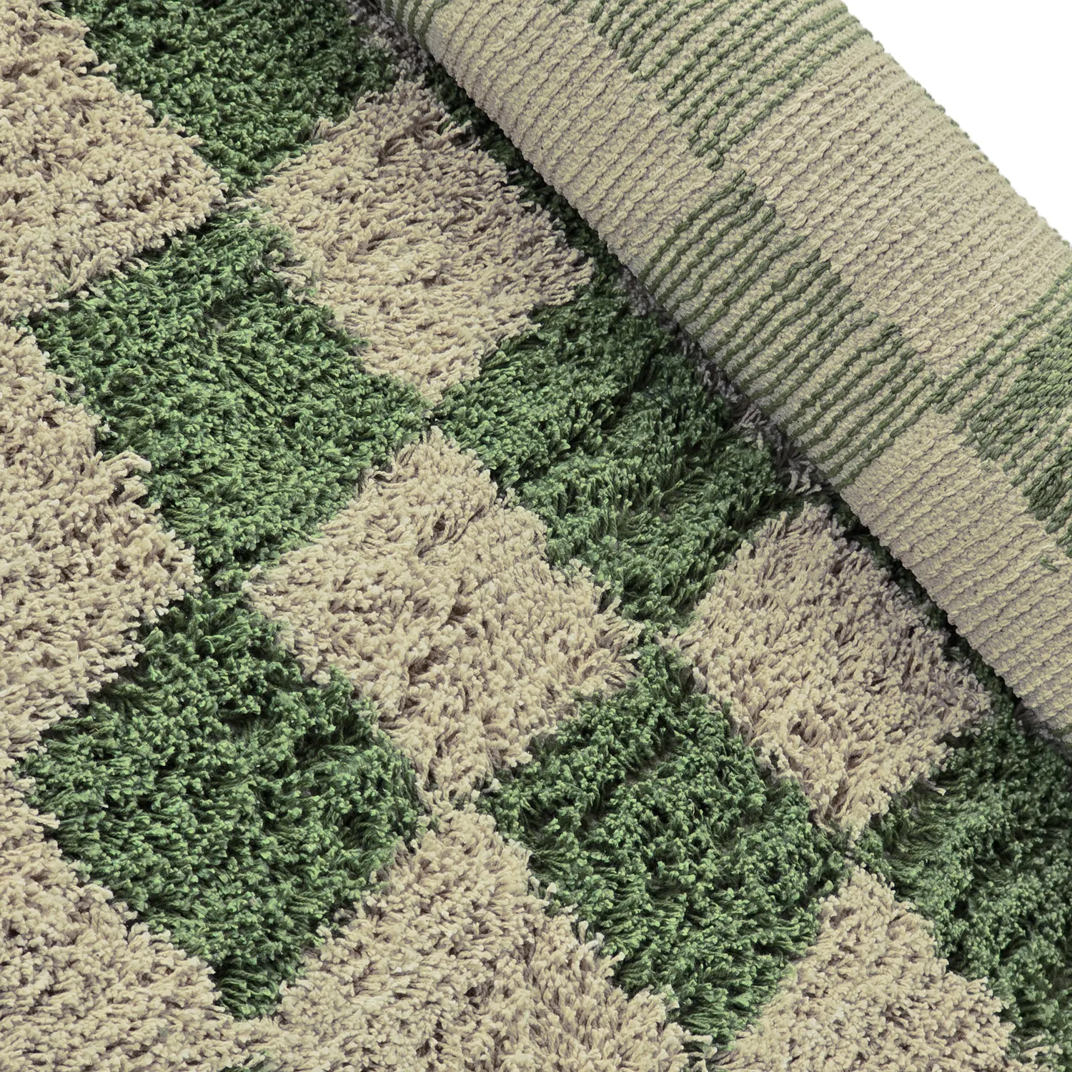 Tappeti rotondi - Elsey Natural Cotton Shaggy (verde/beige)