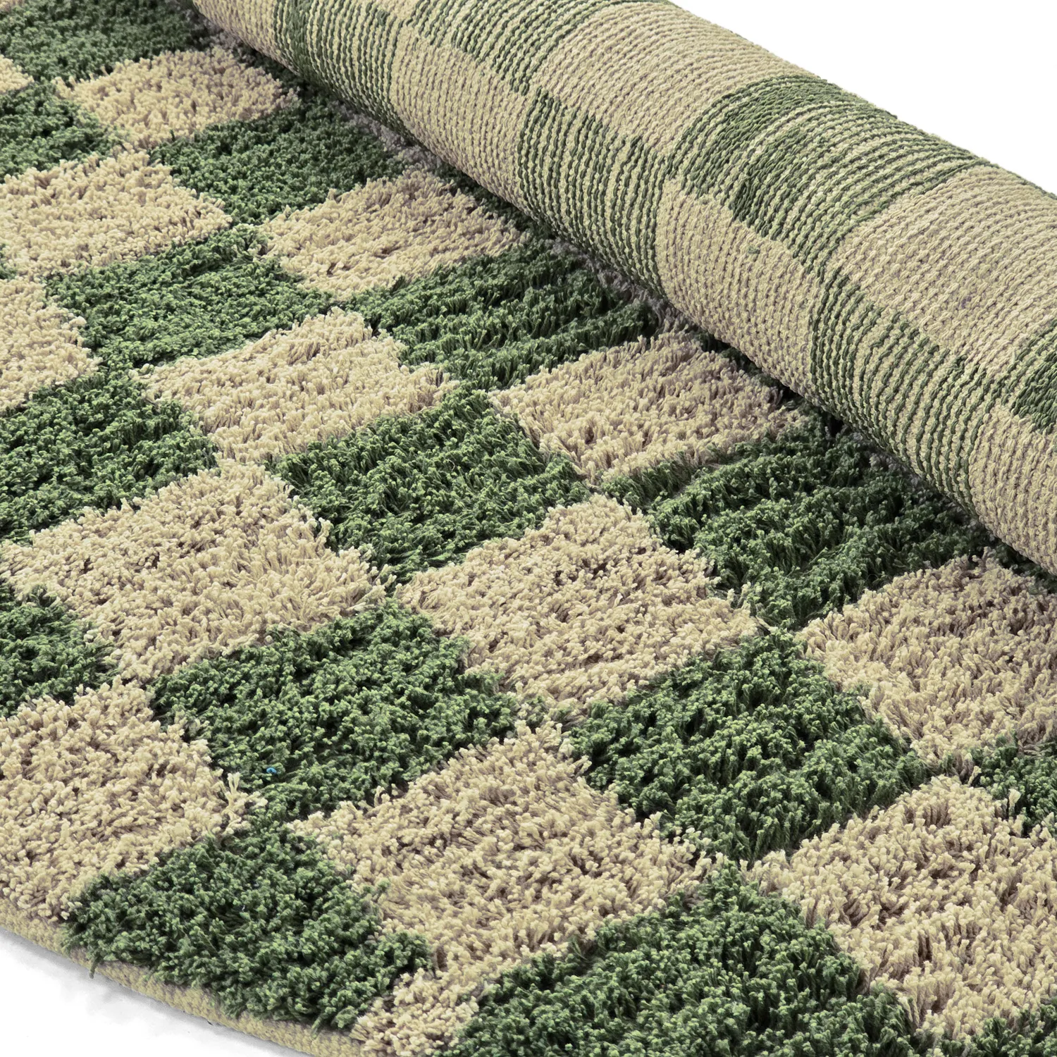 Tappeti rotondi - Elsey Natural Cotton Shaggy (verde/beige)