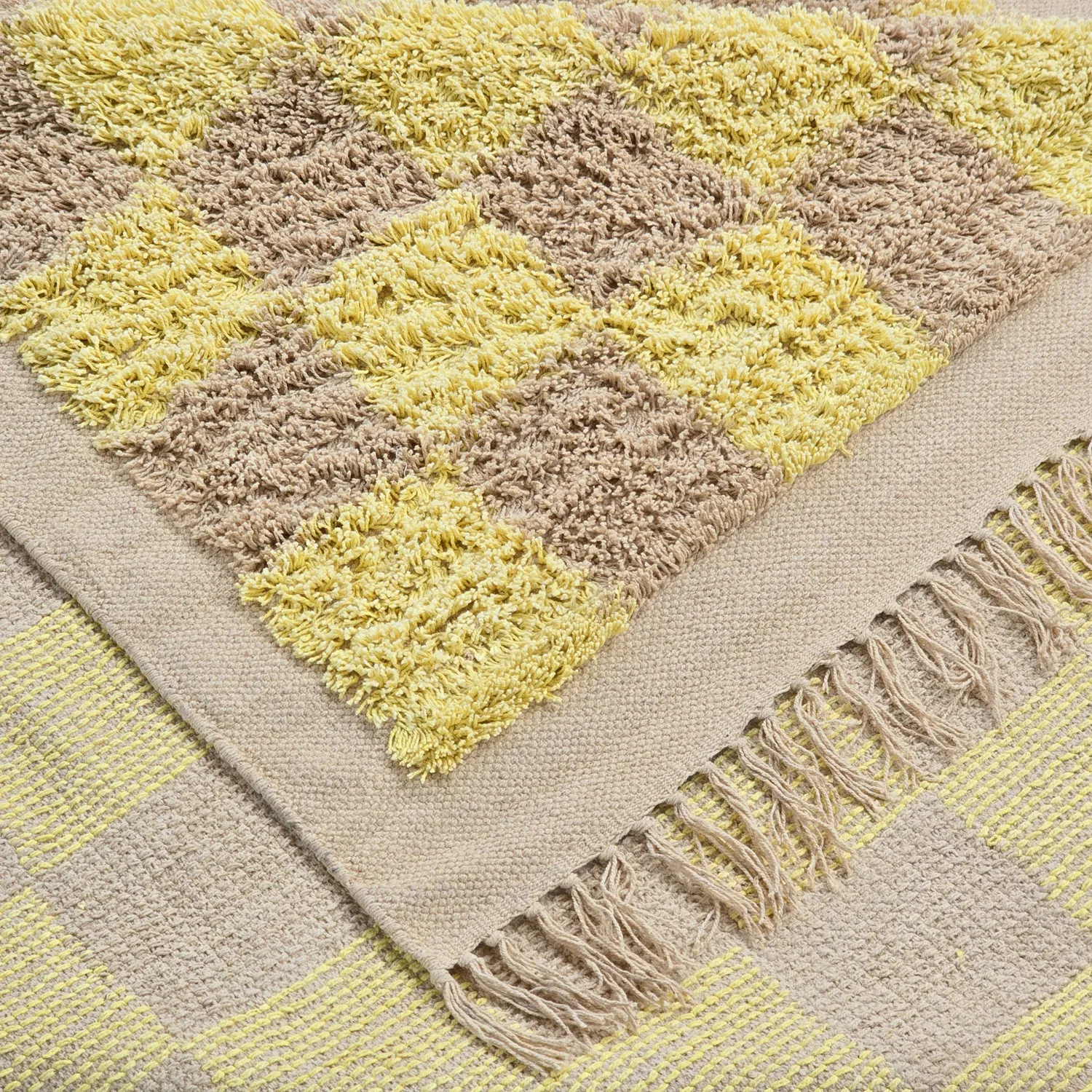 Tappeto A Pelo Lungo - Elsey Natural Cotton Shaggy (giallo/beige)