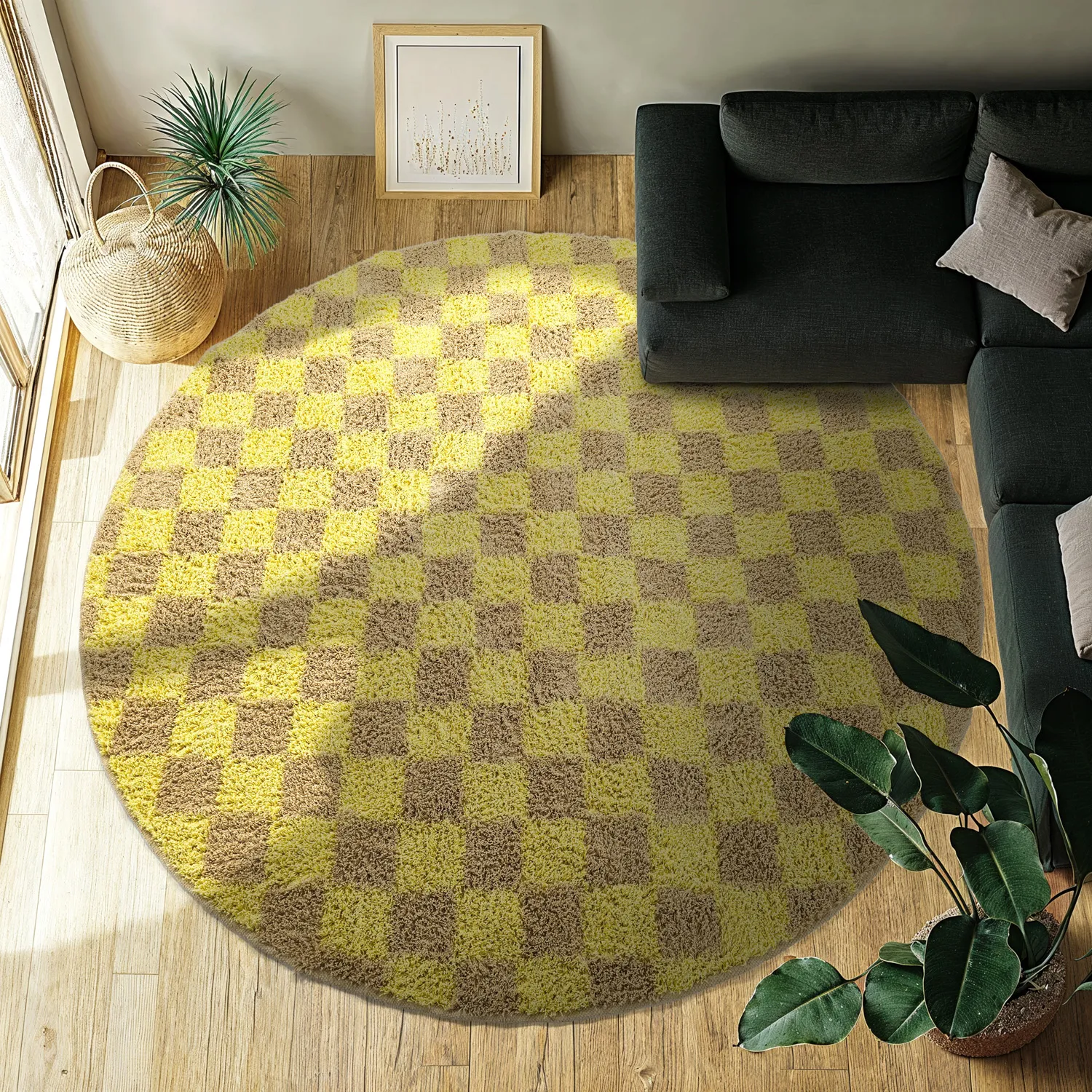 Tappeti rotondi - Elsey Natural Cotton Shaggy (giallo/beige)