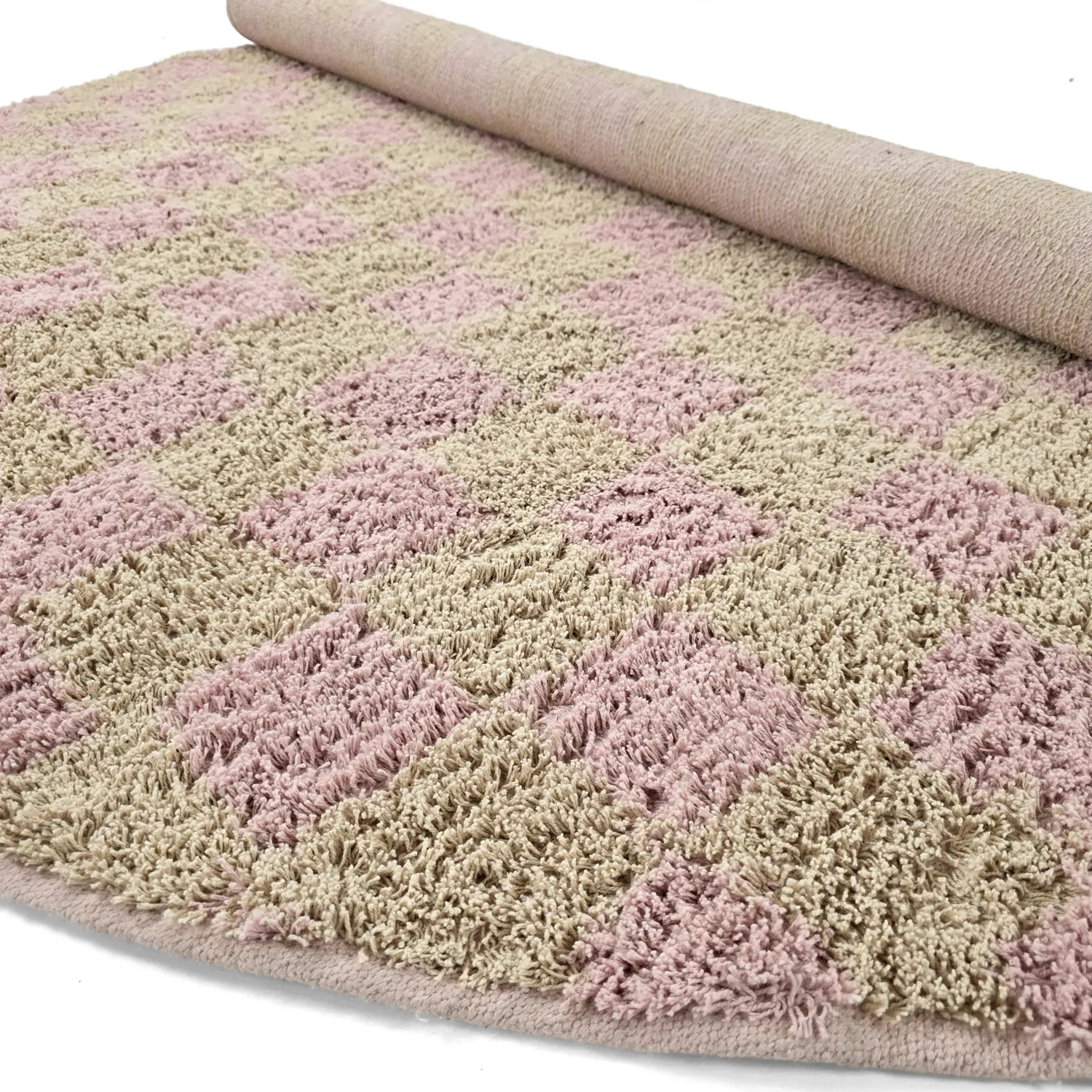 Tappeti rotondi - Elsey Natural Cotton Shaggy (rosa/arancione)
