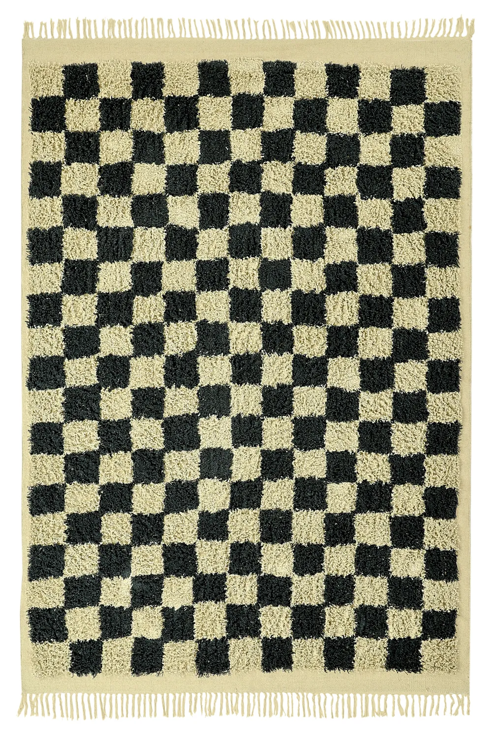 Tappeto A Pelo Lungo - Elsey Natural Cotton Shaggy (nero/beige)