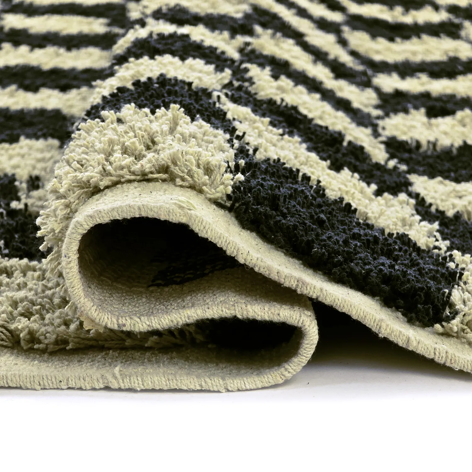 Tappeto A Pelo Lungo - Elsey Natural Cotton Shaggy (nero/beige)