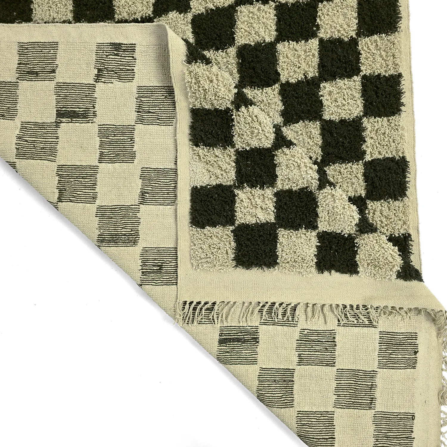 Tappeto A Pelo Lungo - Elsey Natural Cotton Shaggy (nero/beige)